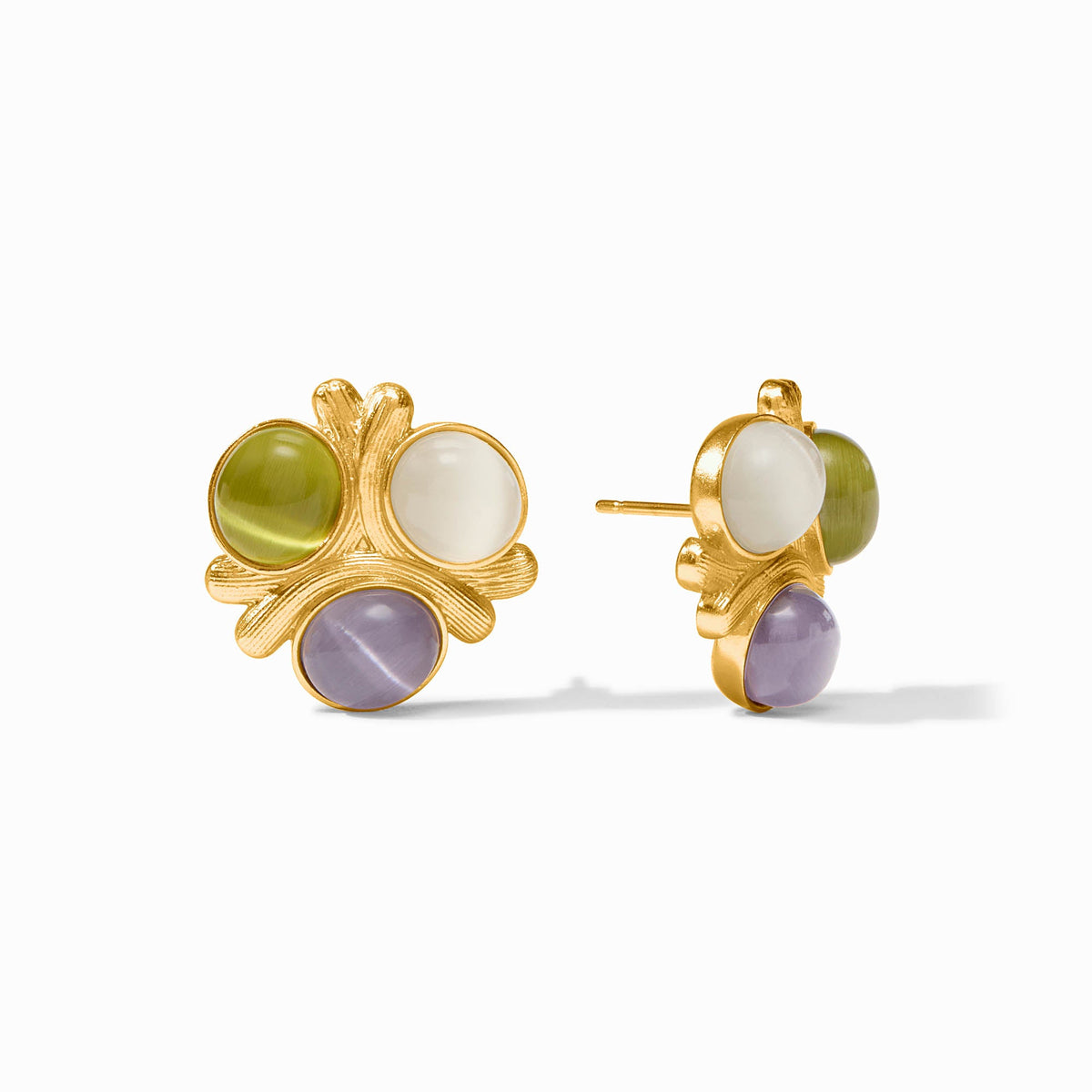 Julie Vos - Cobblestone Statement Stud, Multi-Stone Cat's Eye