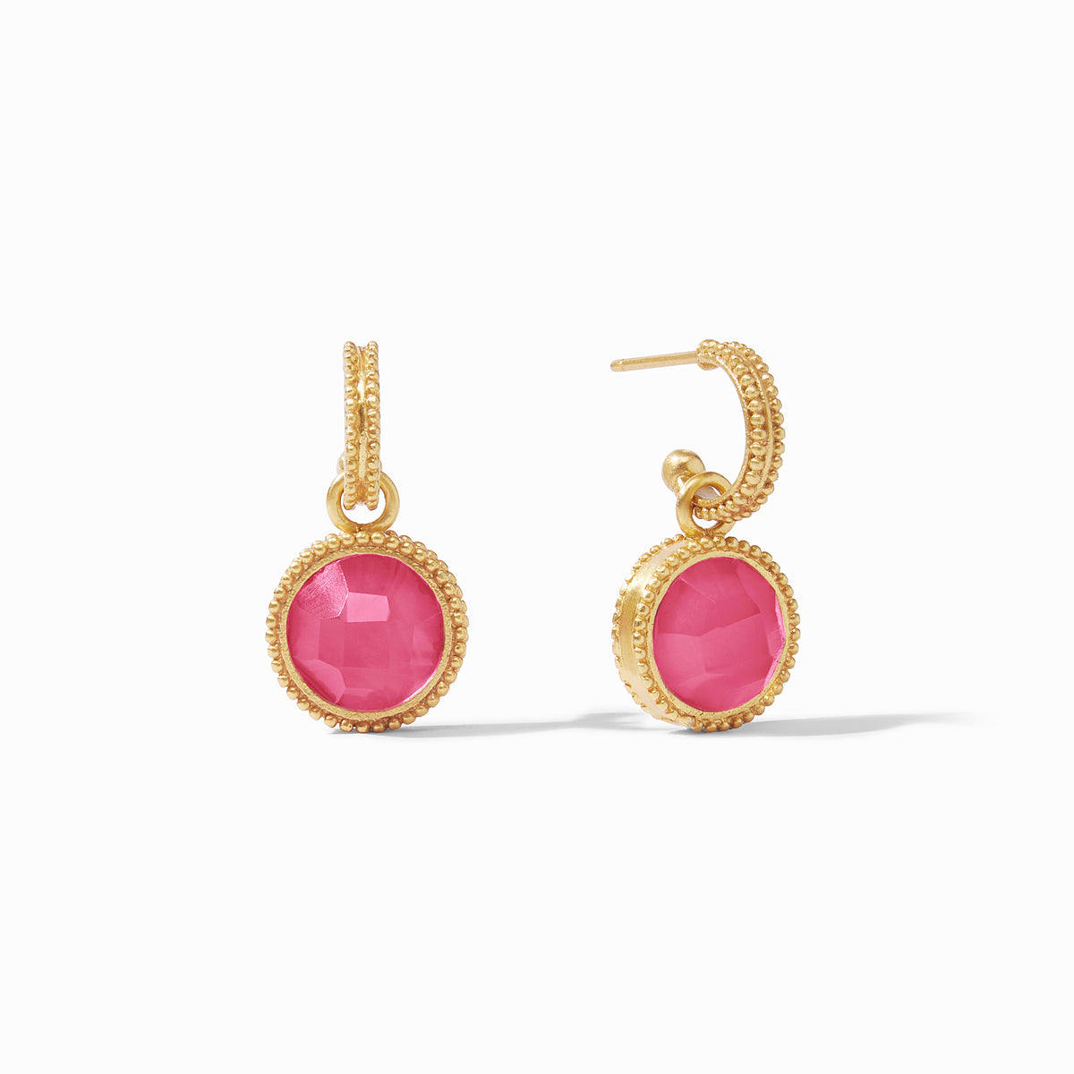 Julie Vos - Fleur-de-Lis Hoop &amp; Charm Earring, Iridescent Raspberry