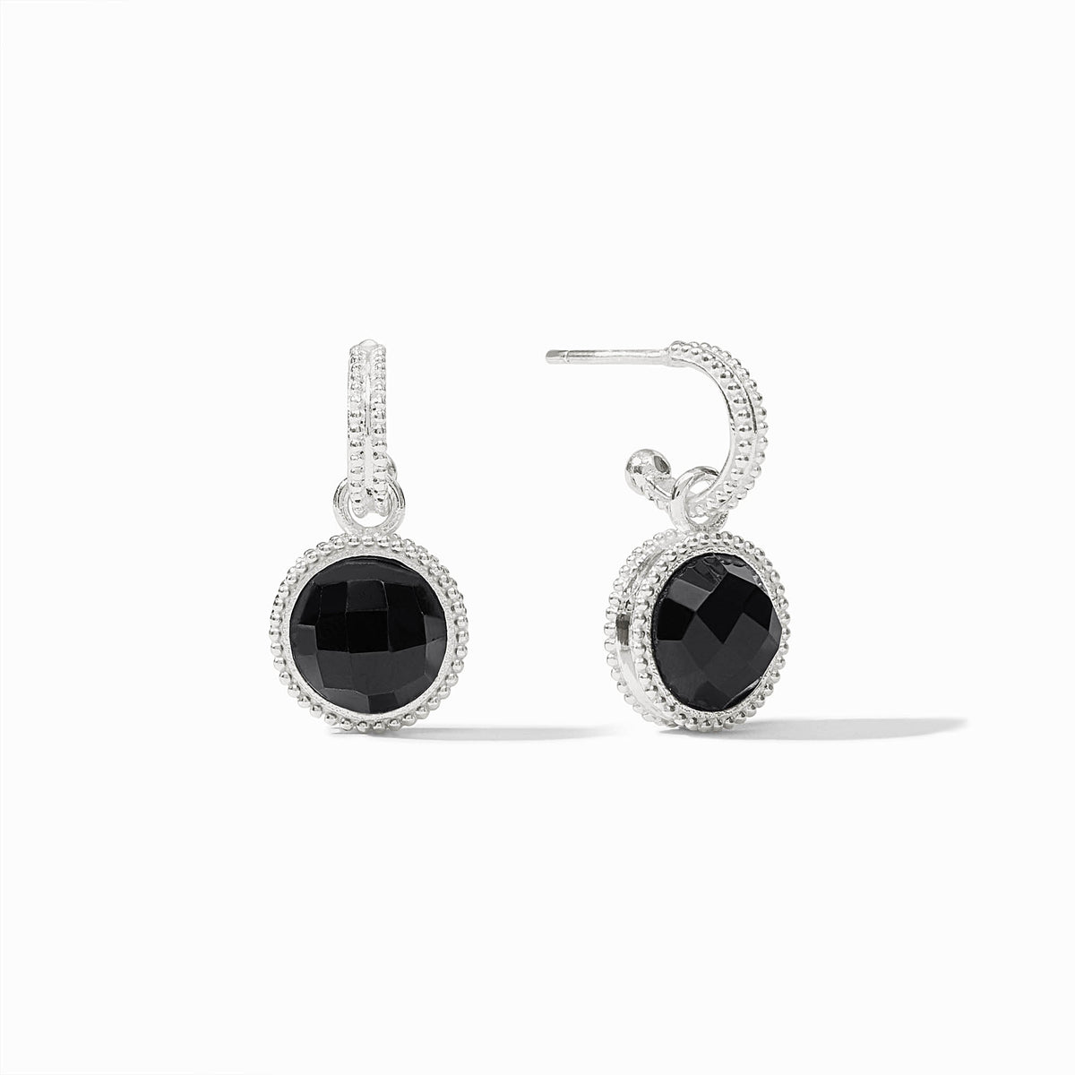 Julie Vos - Fleur-de-Lis Hoop &amp; Charm Earring, Obsidian Black