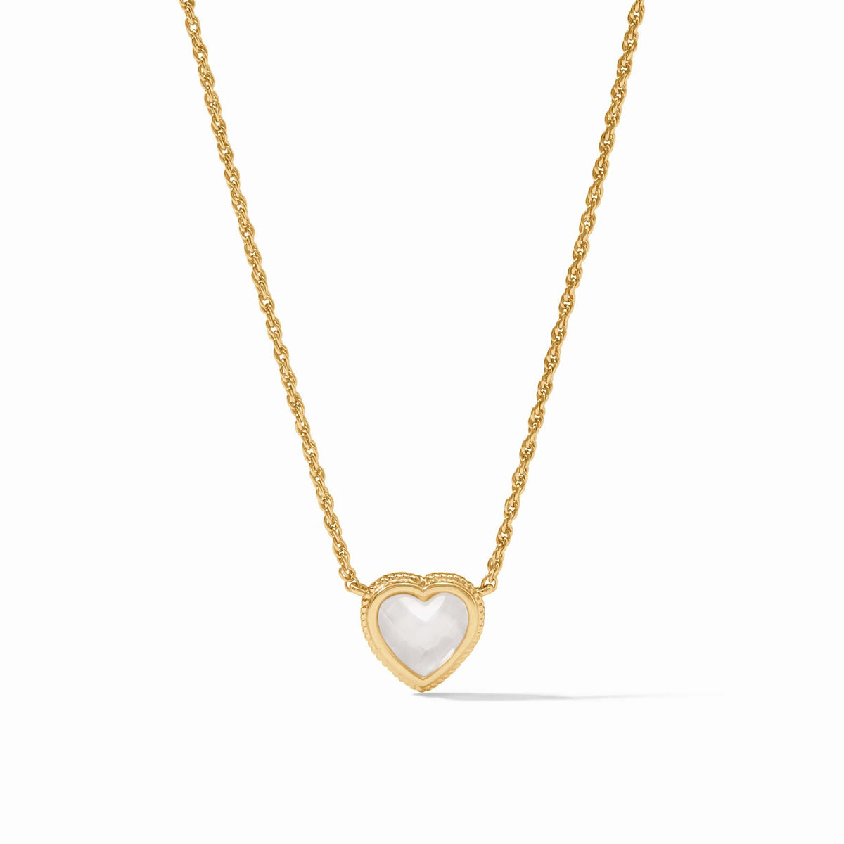 Julie Vos - Heart Delicate Necklace, Iridescent Clear Crystal
