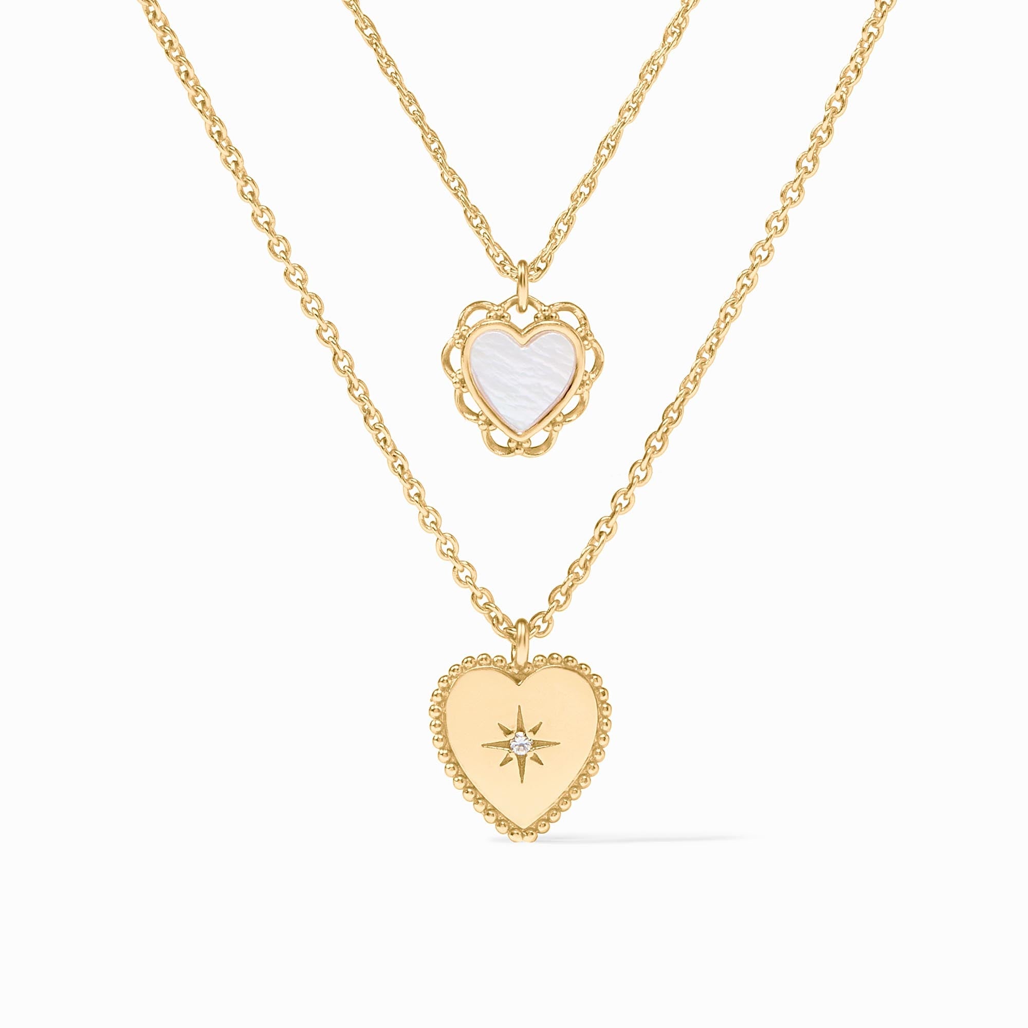 ★PEARLY MORE★ Small Heart Daily Surgical Necklace Simulated Mother of Pearl Heart Necklace with Two Tiny