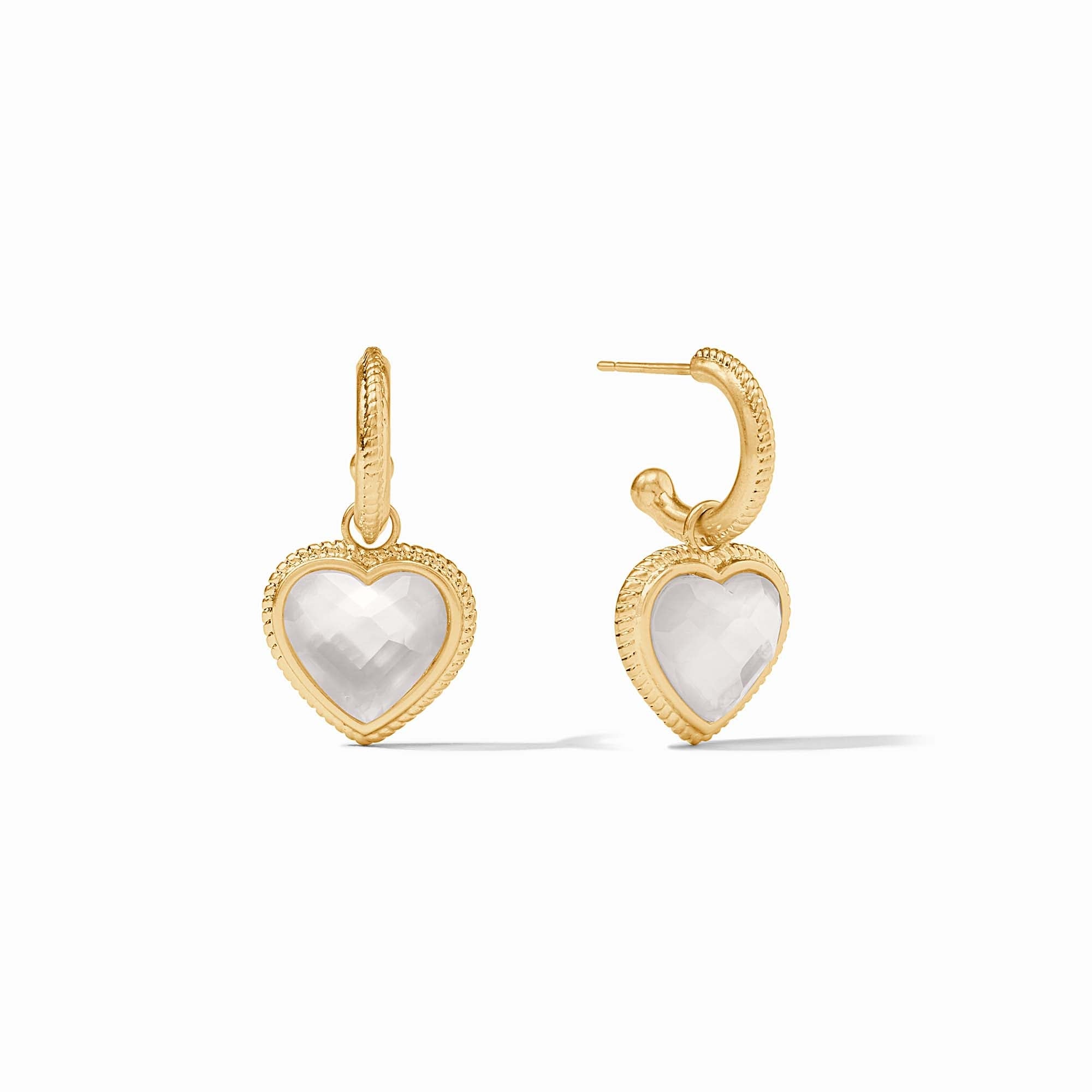Julie Vos - Heart Hoop &amp; Charm Earring, Iridescent Clear Crystal