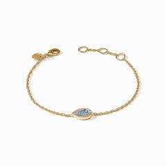 Birthstone Teardrop Delicate Bracelet - Blue Topaz - December