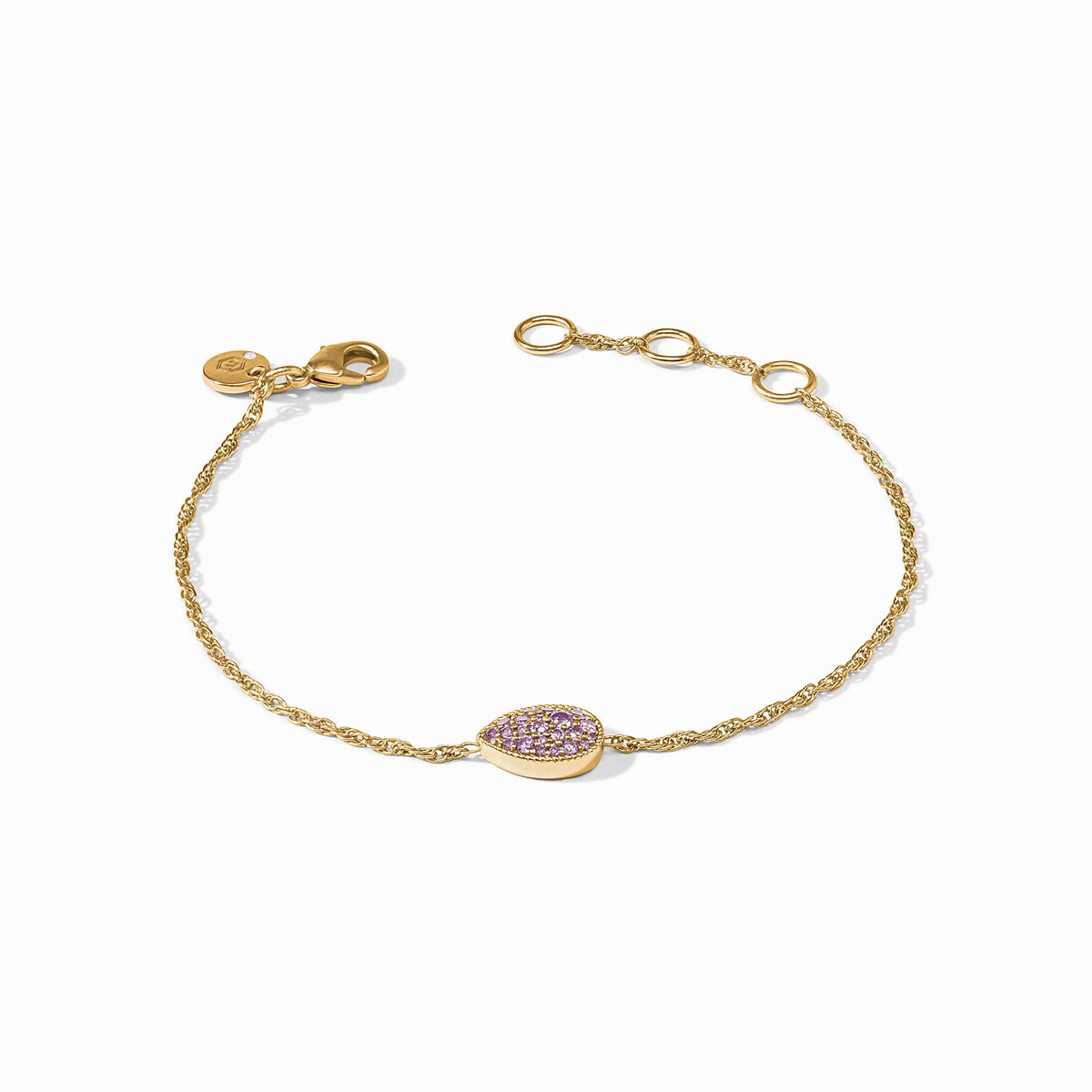 Birthstone Teardrop Delicate Bracelet - Amethyst - February
