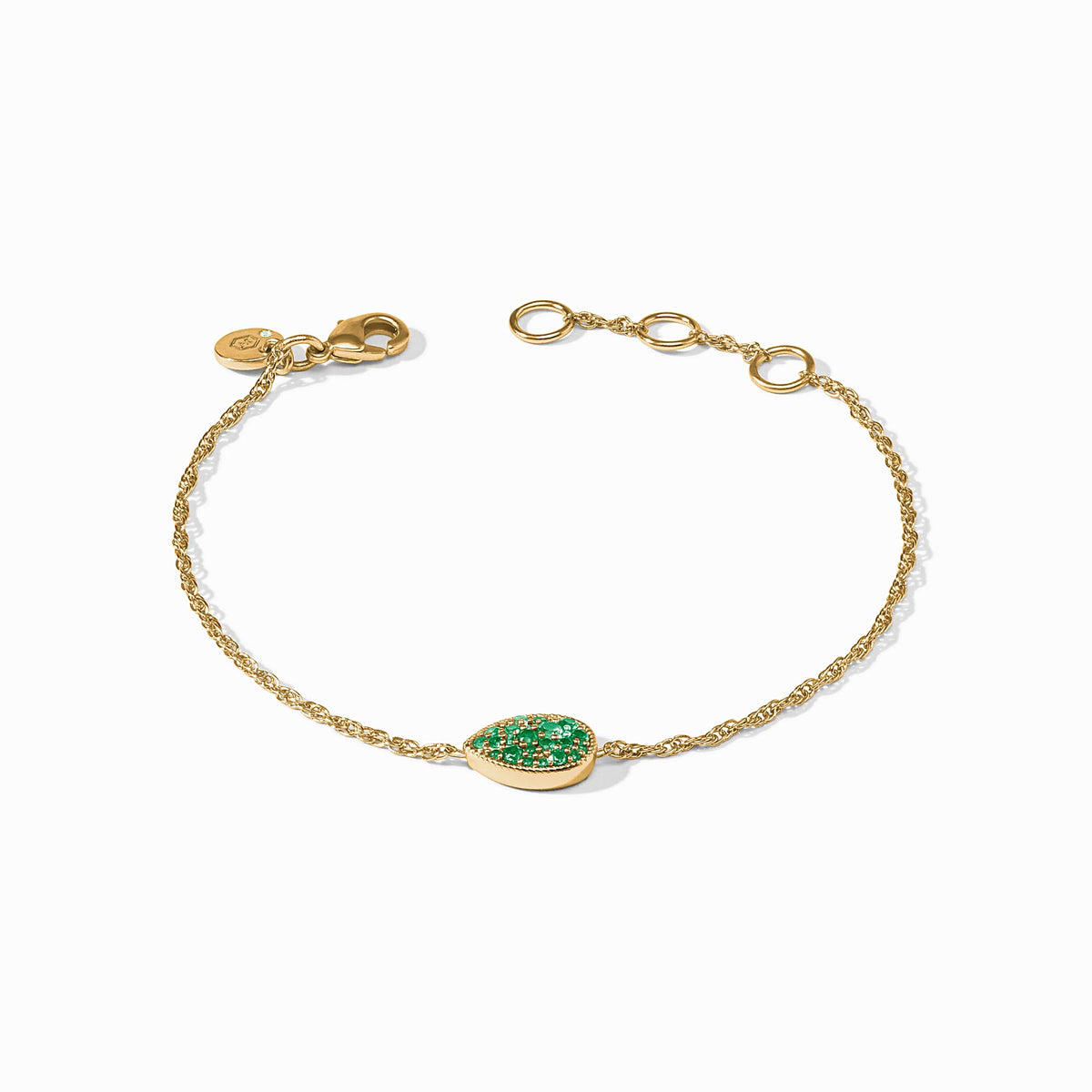 Birthstone Teardrop Delicate Bracelet - Emerald - May