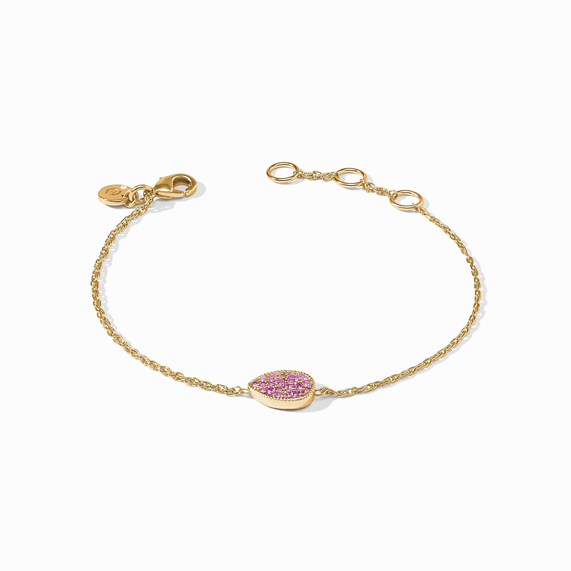Birthstone Teardrop Delicate Bracelet - Pink Tourmaline - October