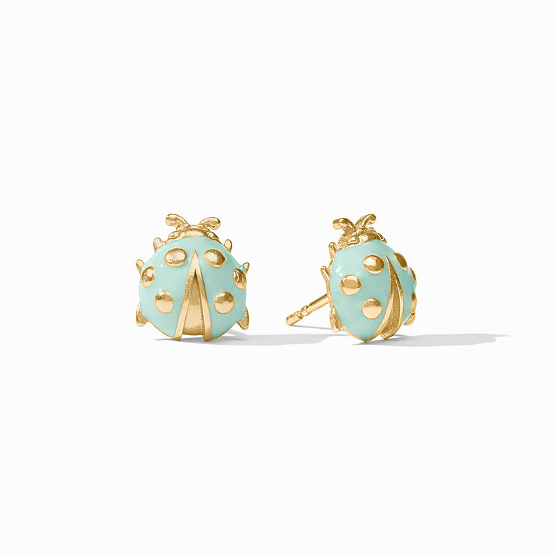 Julie Vos - Ladybug Stud, Aqua Enamel