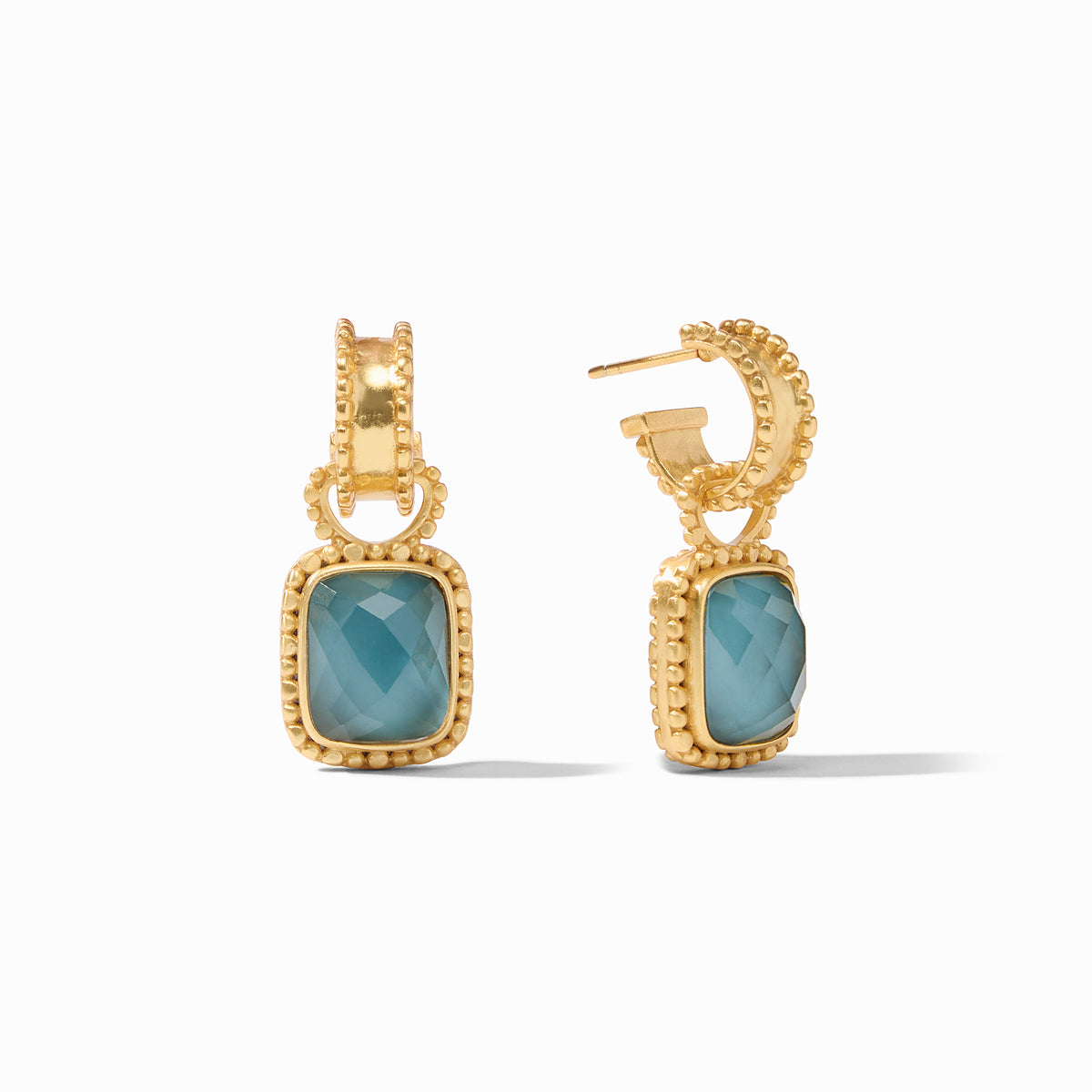 Julie Vos - Marbella Hoop &amp; Charm Earring, Iridescent Peacock Blue