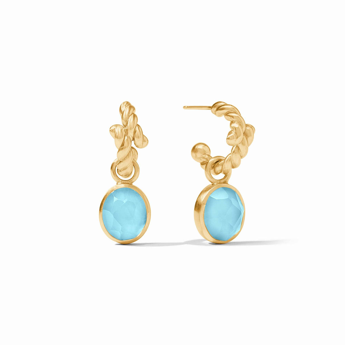 Julie Vos - Nassau Hoop &amp; Charm Earring, Iridescent Capri Blue