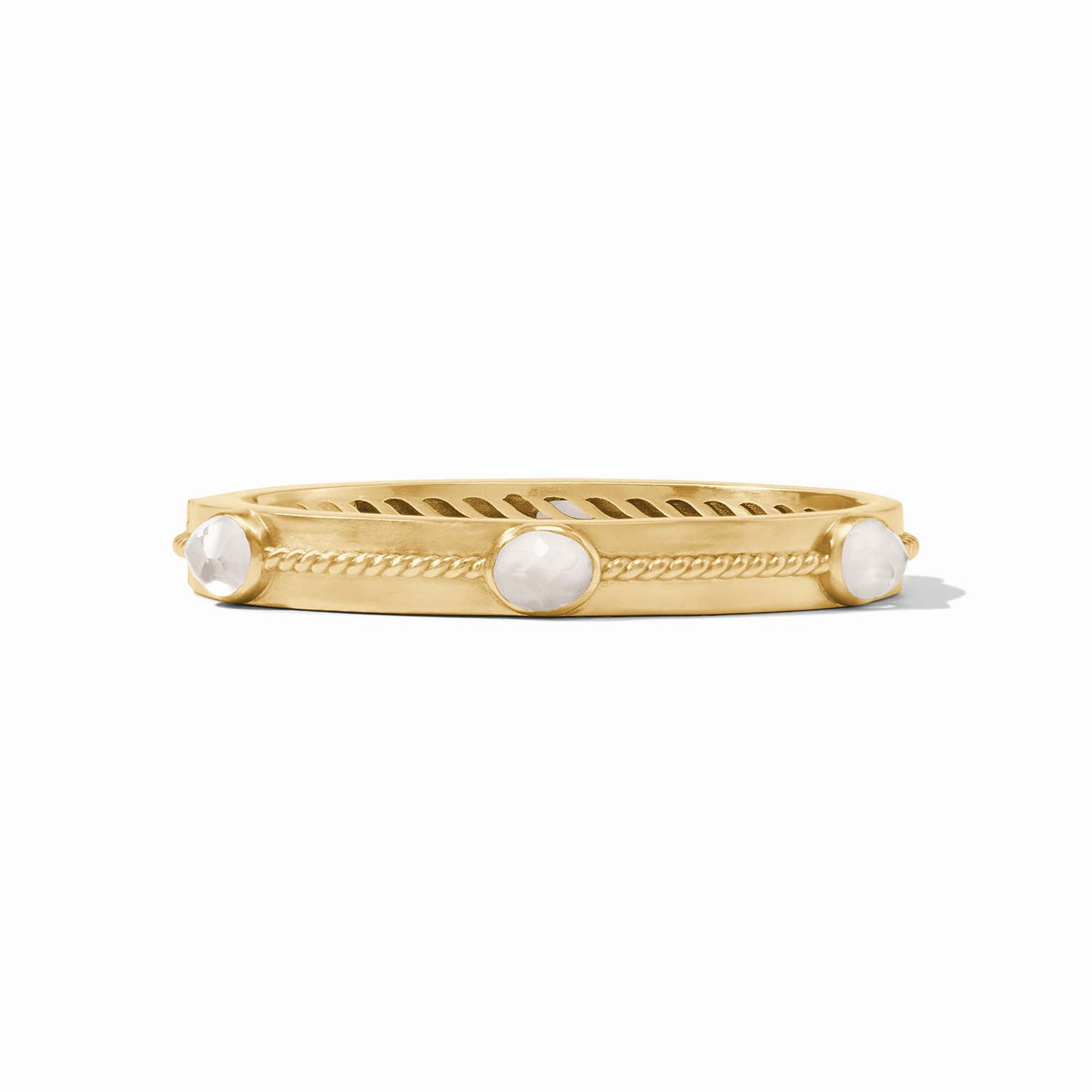 Julie Vos - Nassau Stone Hinge Bangle, Iridescent Clear Crystal