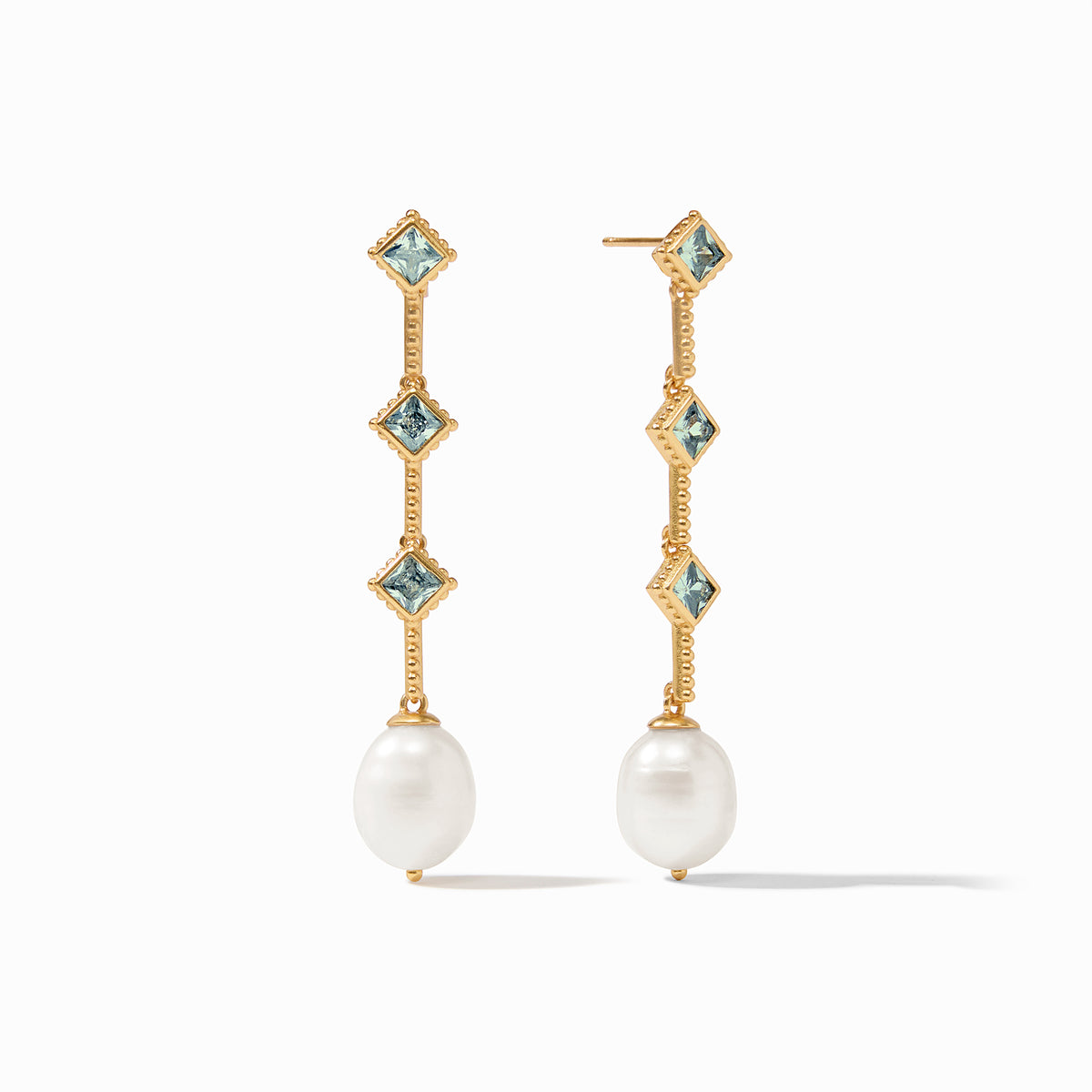 Noel Pearl Statement Earring in Peacock Blue