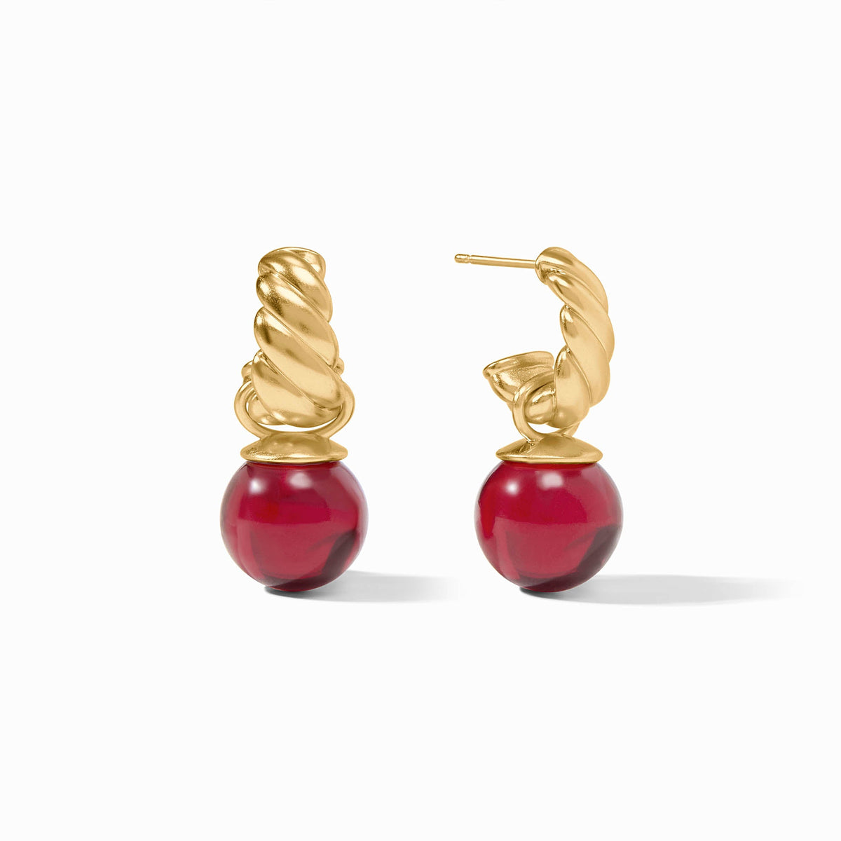 Julie Vos - Ravello Hoop &amp; Charm Earring, Cranberry
