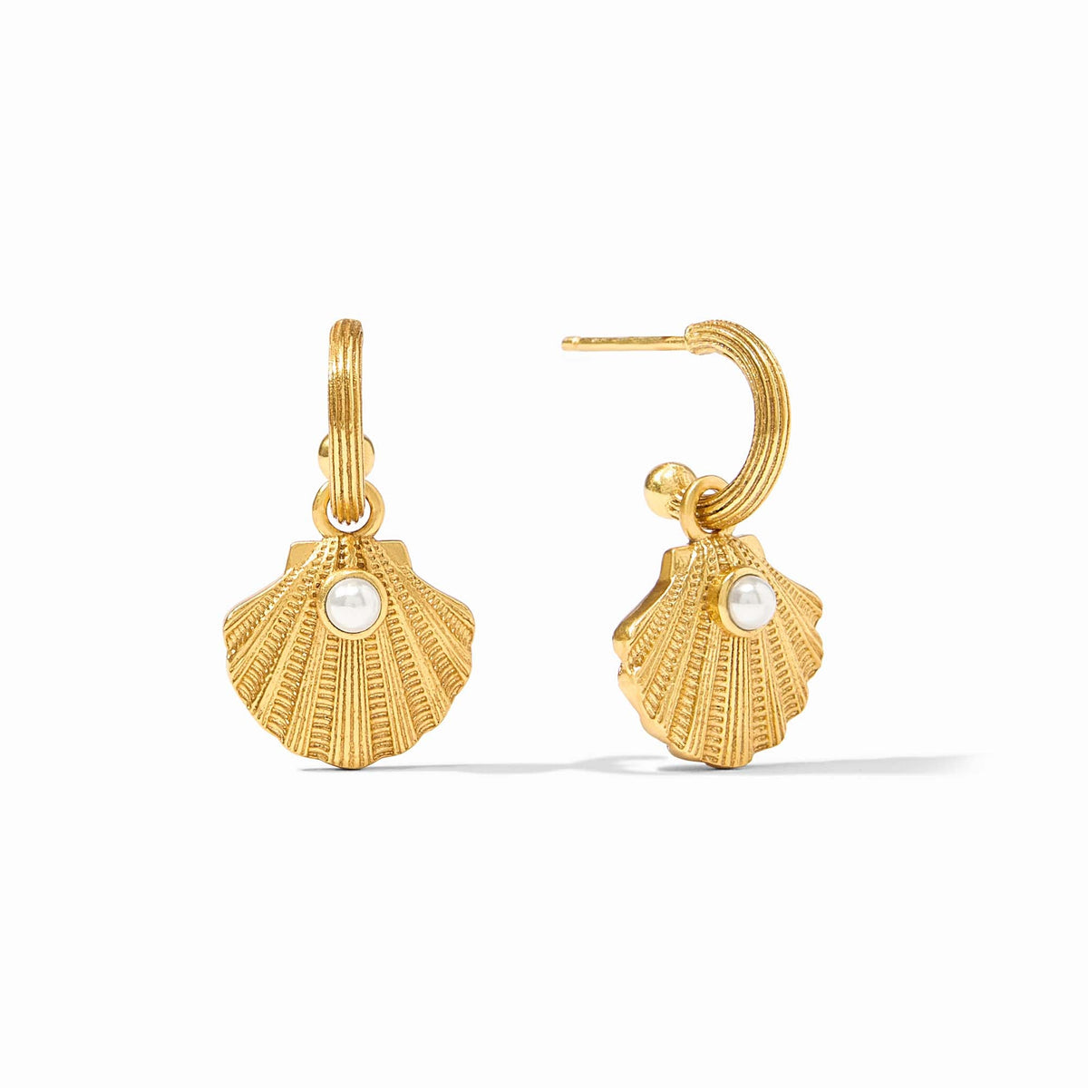 Julie Vos - Sanibel Shell Hoop &amp; Charm Earring, Pearl