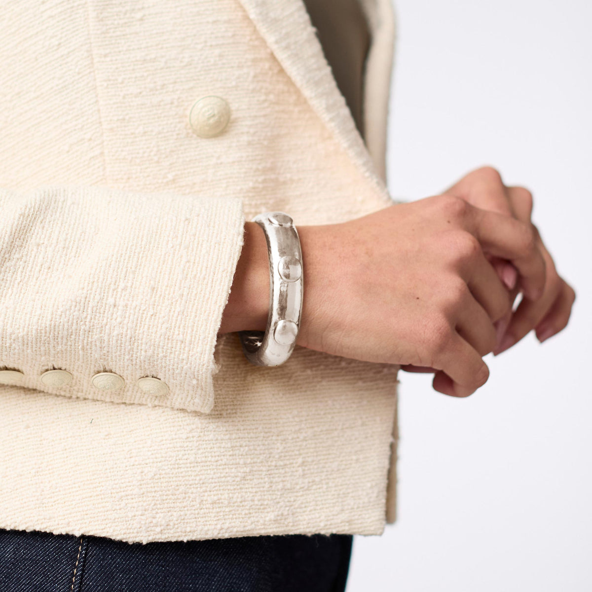 Solara Hinge Silver Bangle | Julie Vos