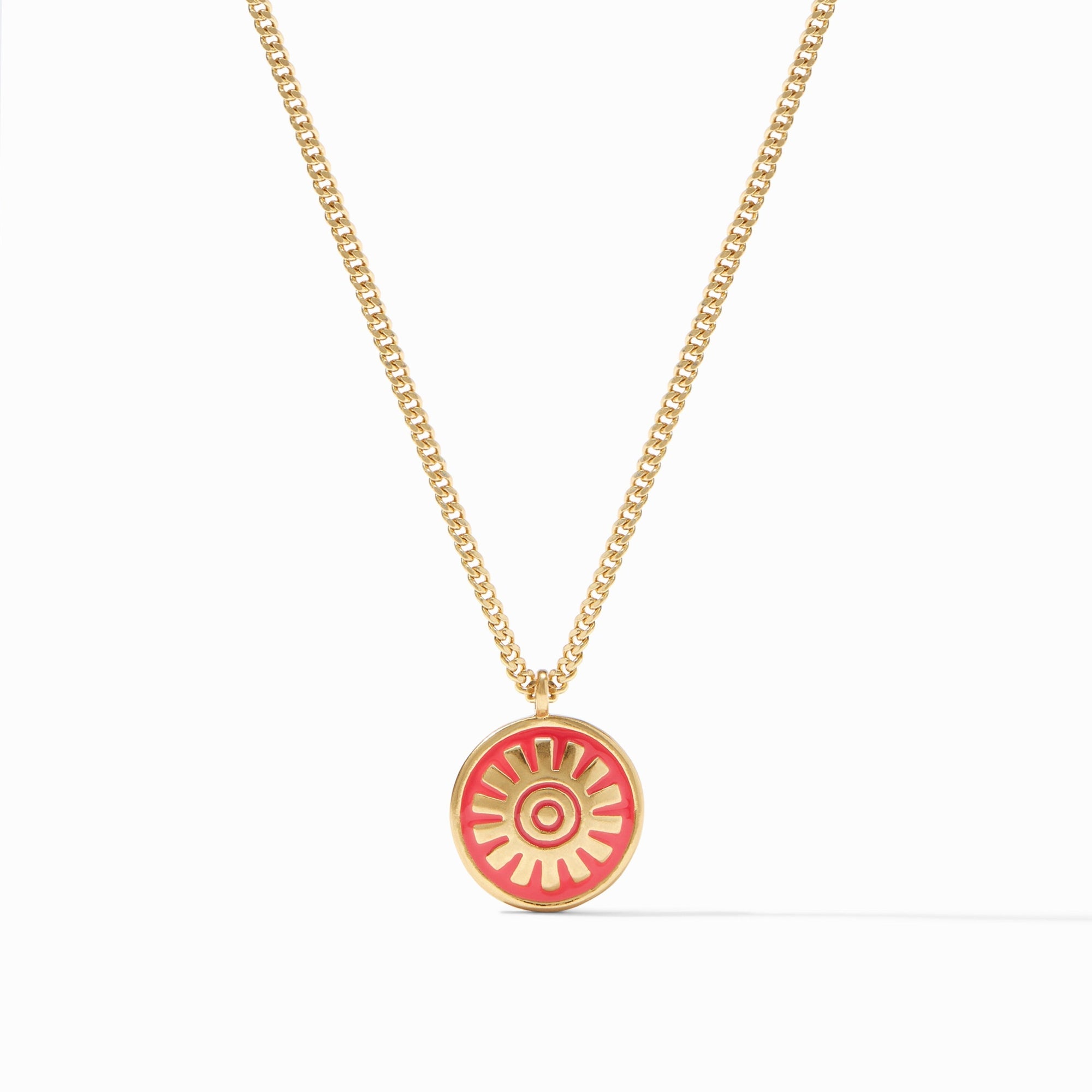 Julie Vos - Soleil Solitaire Necklace, Coral Enamel