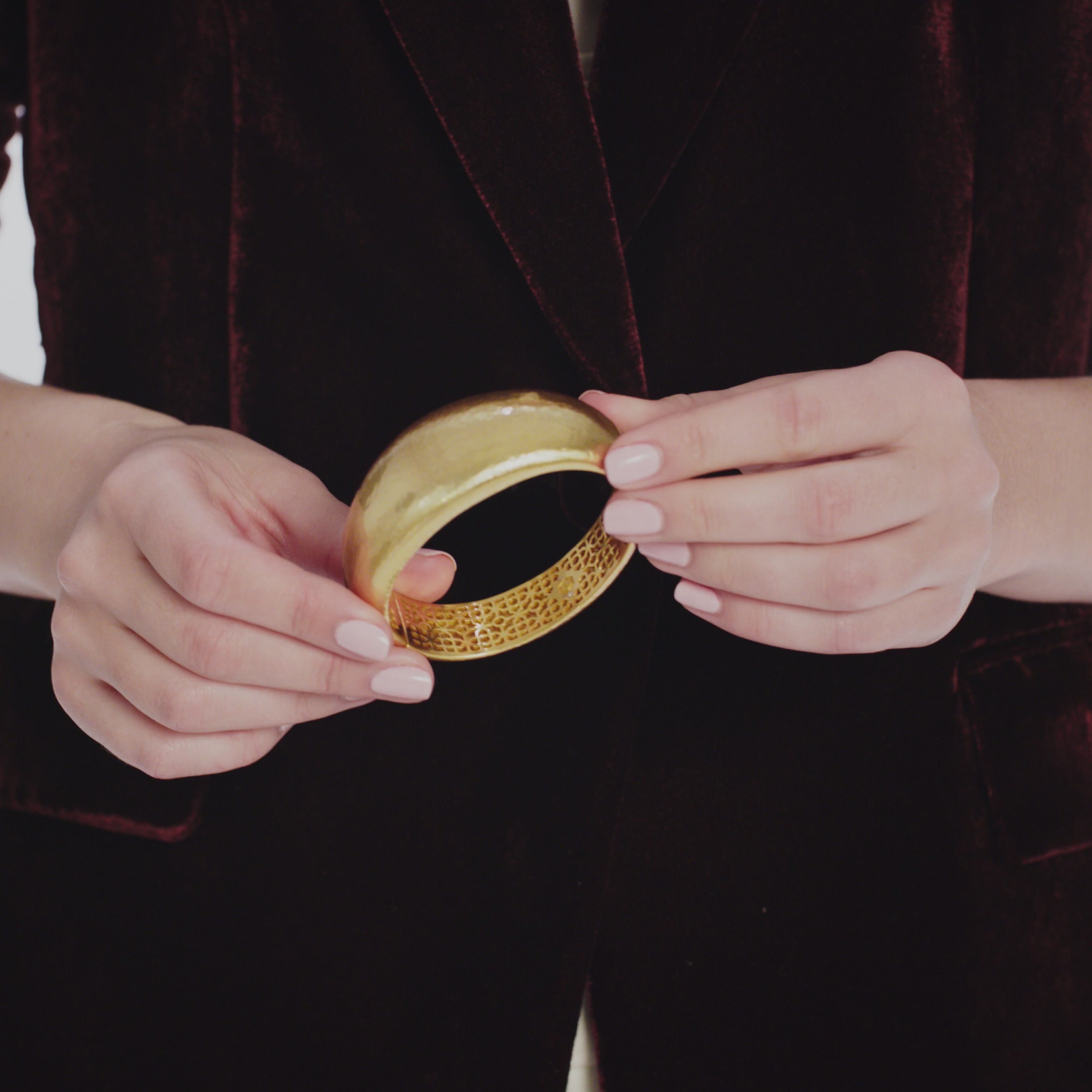 Catalina Statement Hinge Gold Bangle | Julie Vos