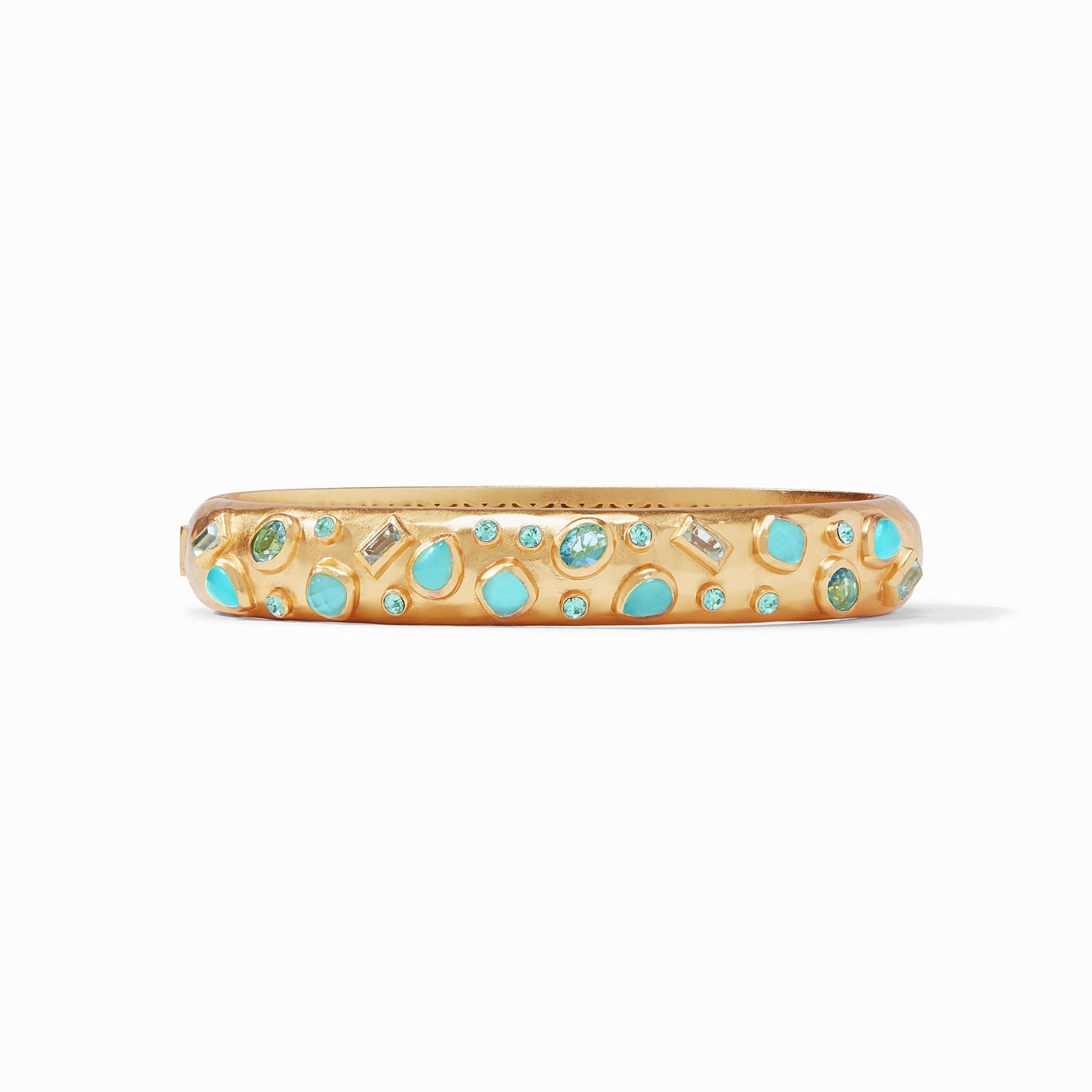 Julie Vos - Antonia Mosaic Hinge Bangle, Iridescent Bahamian Blue