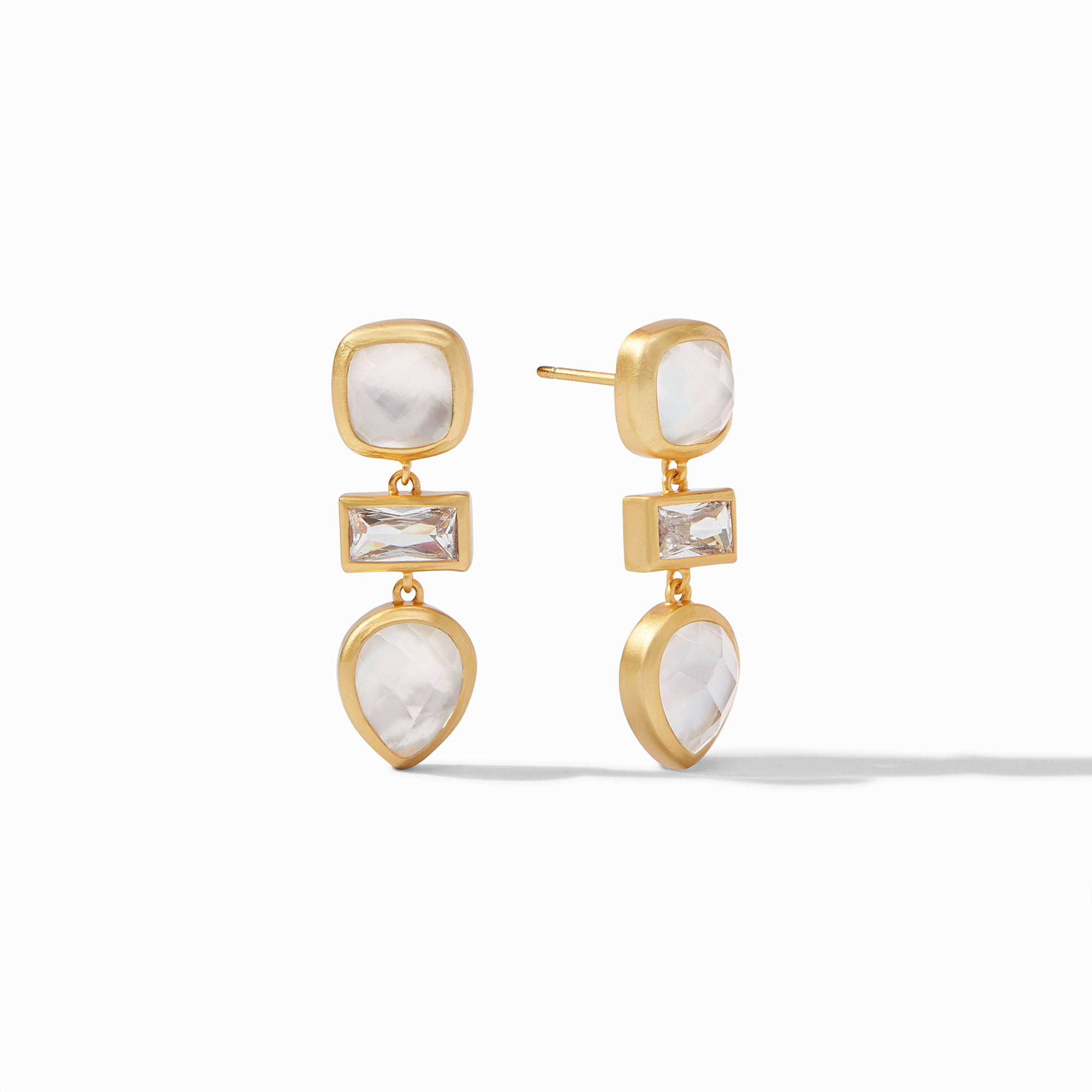 Julie Vos - Antonia Tier Earring, Iridescent Clear Crystal