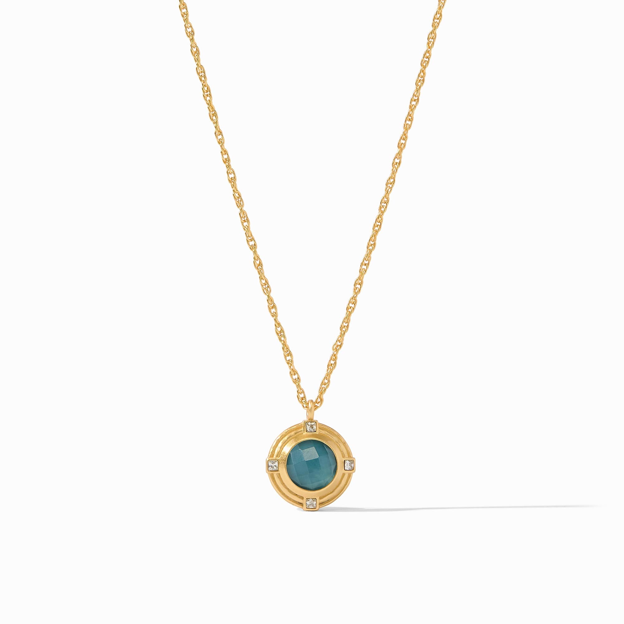 Julie Vos - Astor Solitaire Necklace, Iridescent Peacock Blue