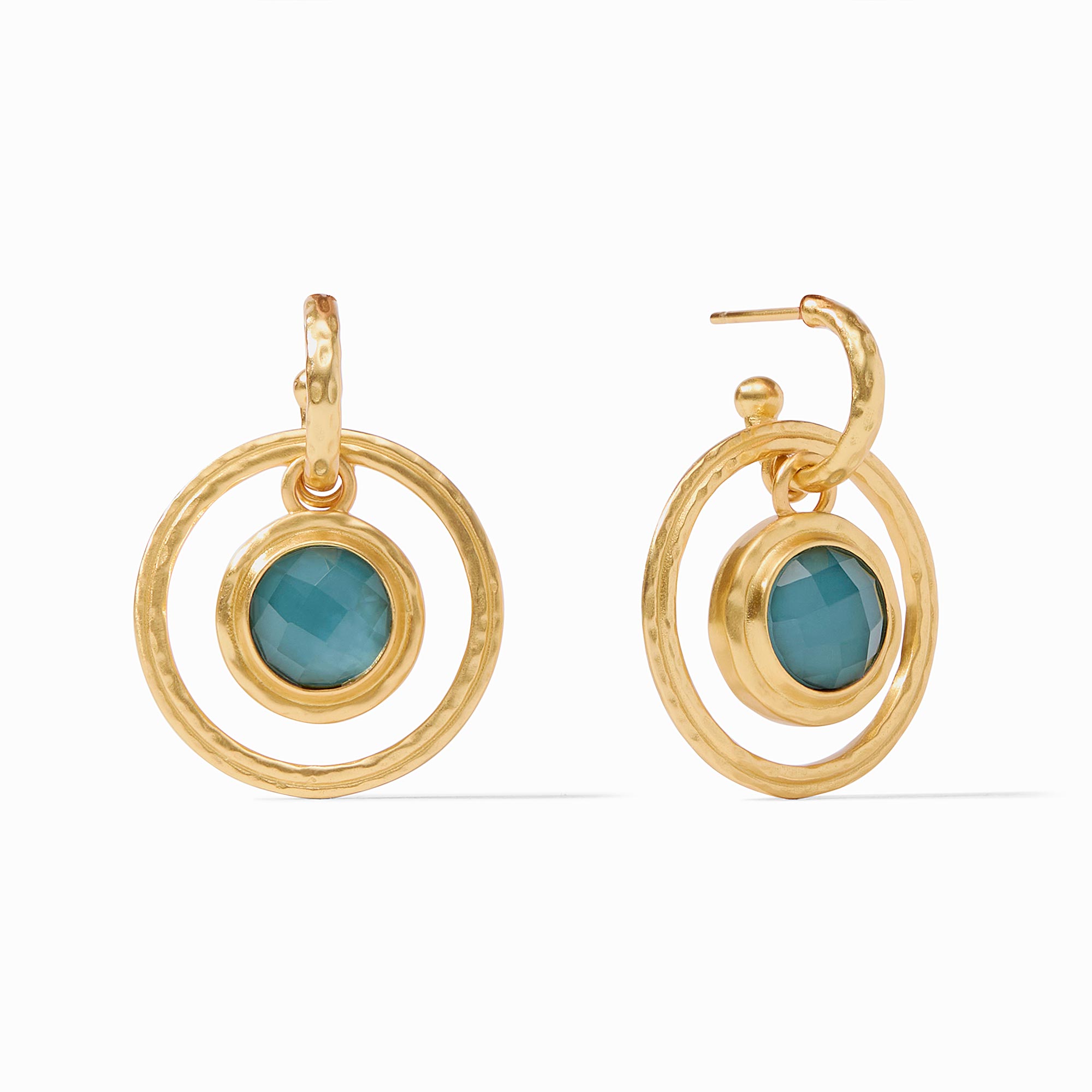 Julie Vos - Astor 6-in-1 Charm Earring, Iridescent Peacock Blue