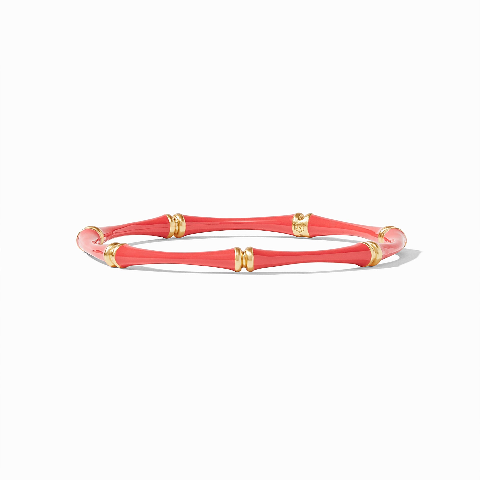 Julie Vos - Bamboo Bangle, Coral Enamel / Large