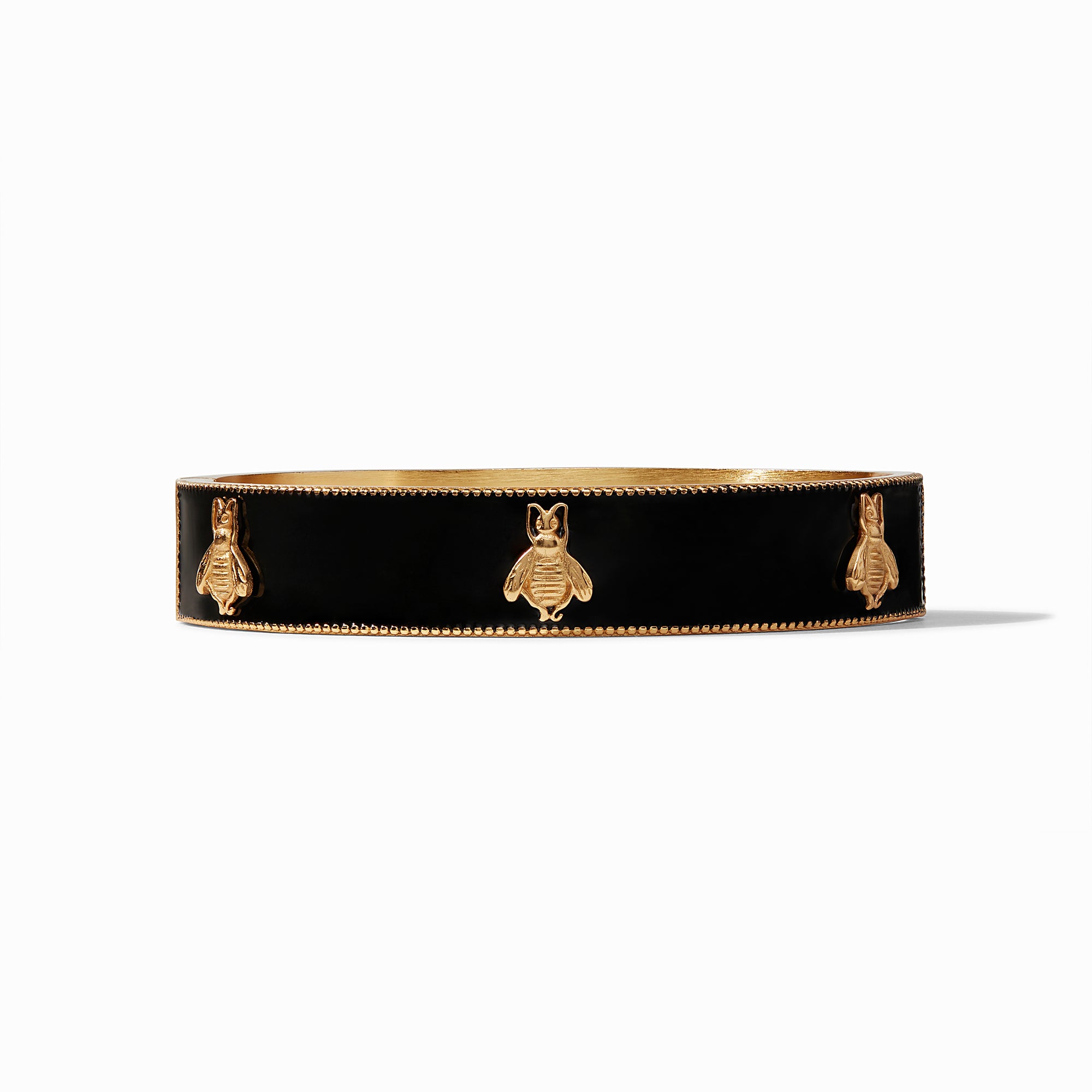 Julie Vos - Bee Enamel Hinge Bangle, Obsidian Black Enamel