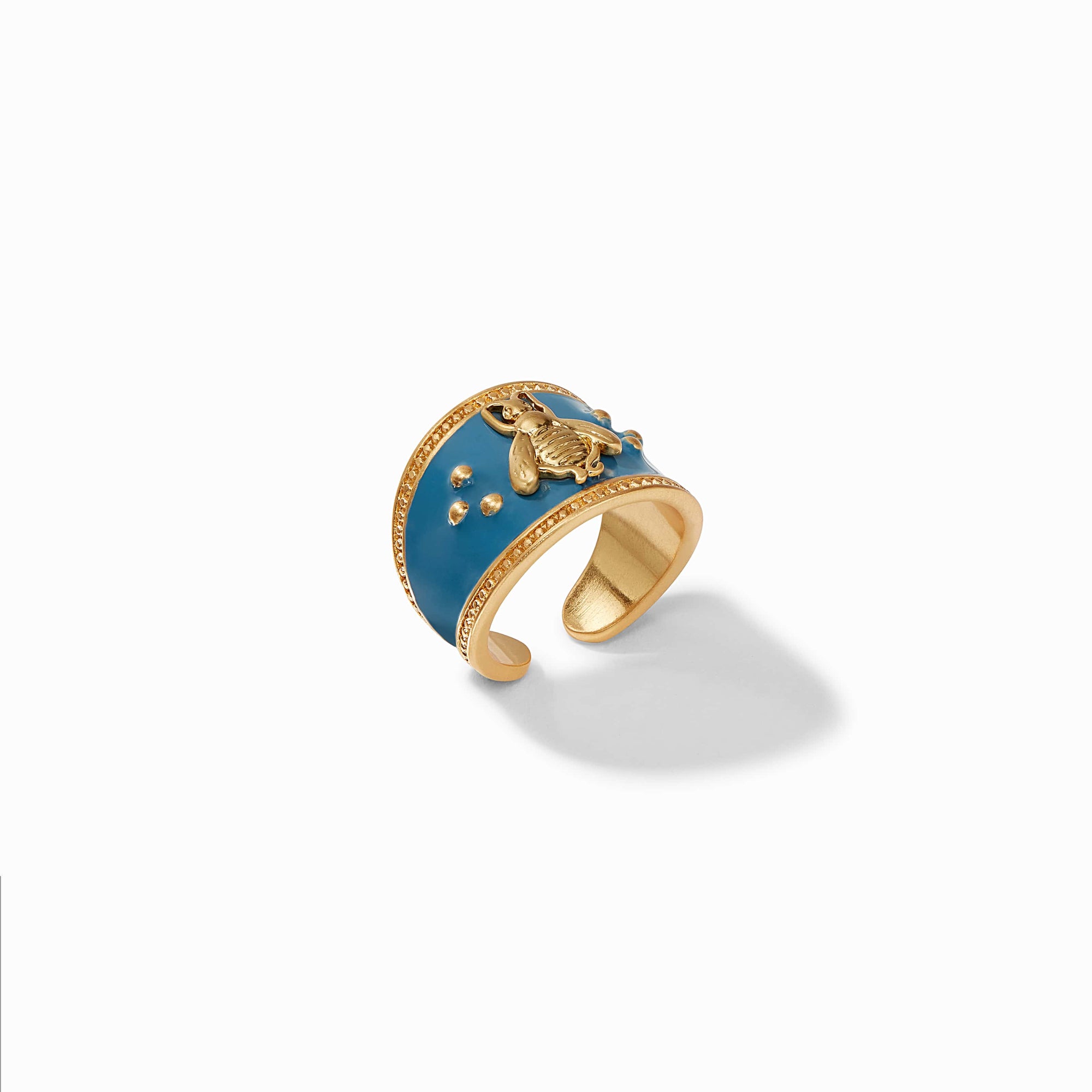 Enamel Bee Crest ring in Denim Blue Enamel, carousel
