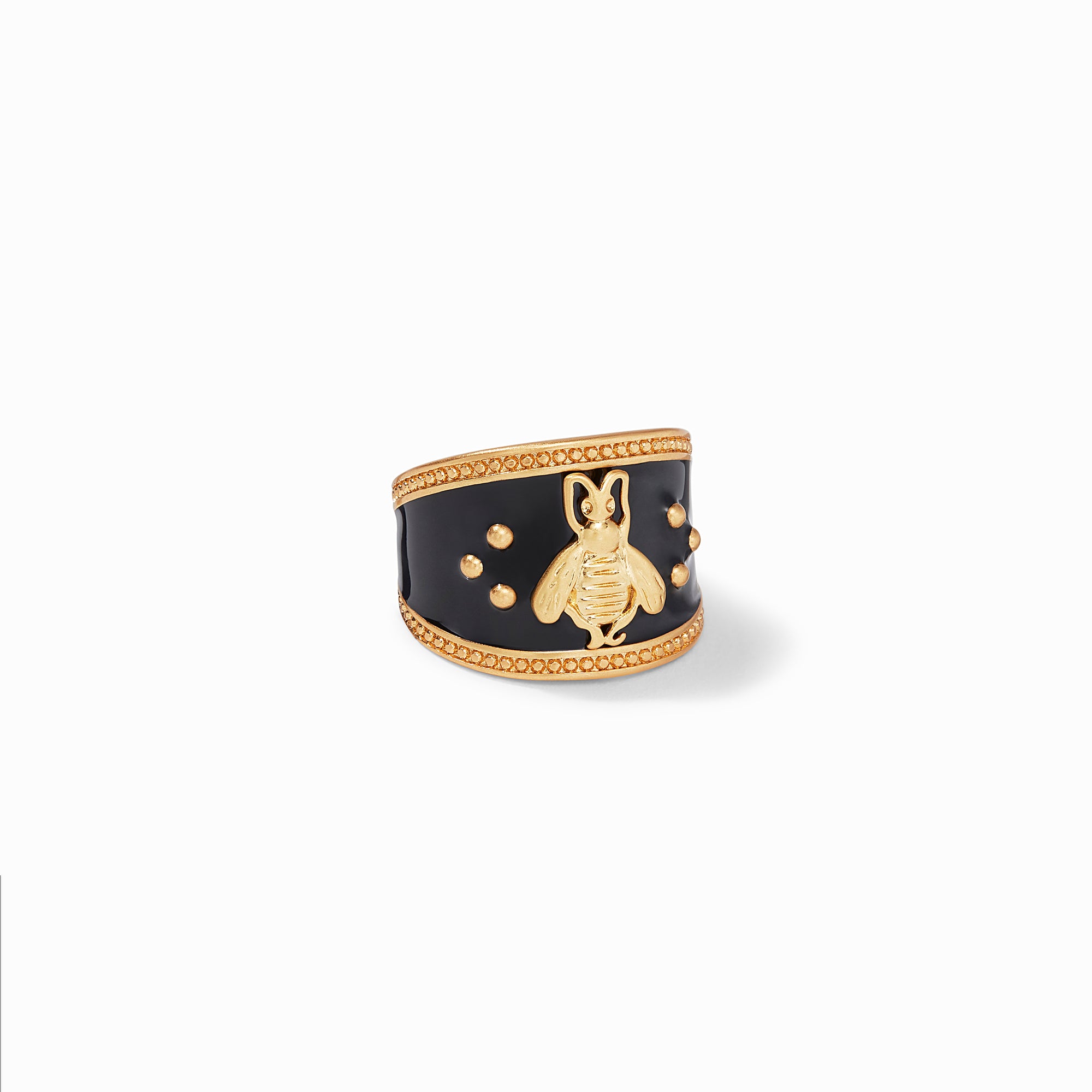 Julie Vos - Bee Crest Ring, Obsidian Black Enamel / 8