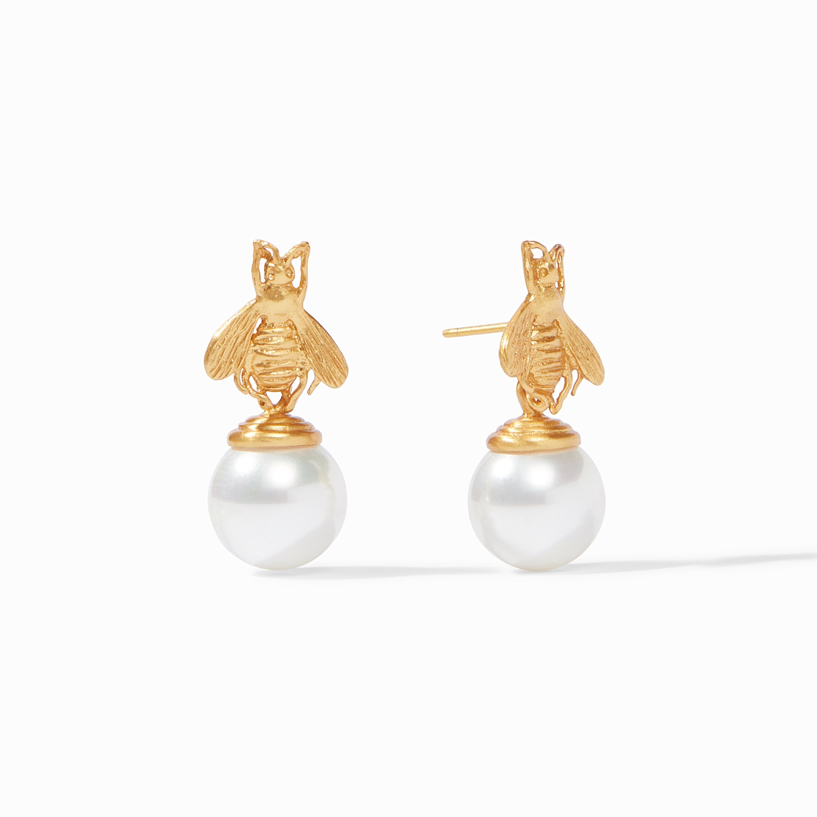 Bee pearl earrings deals