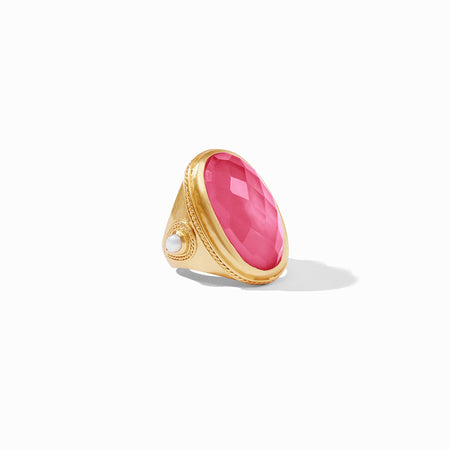 Cannes Statement Ring Gold Iridescent Clear with Pearl Accents main image 0
