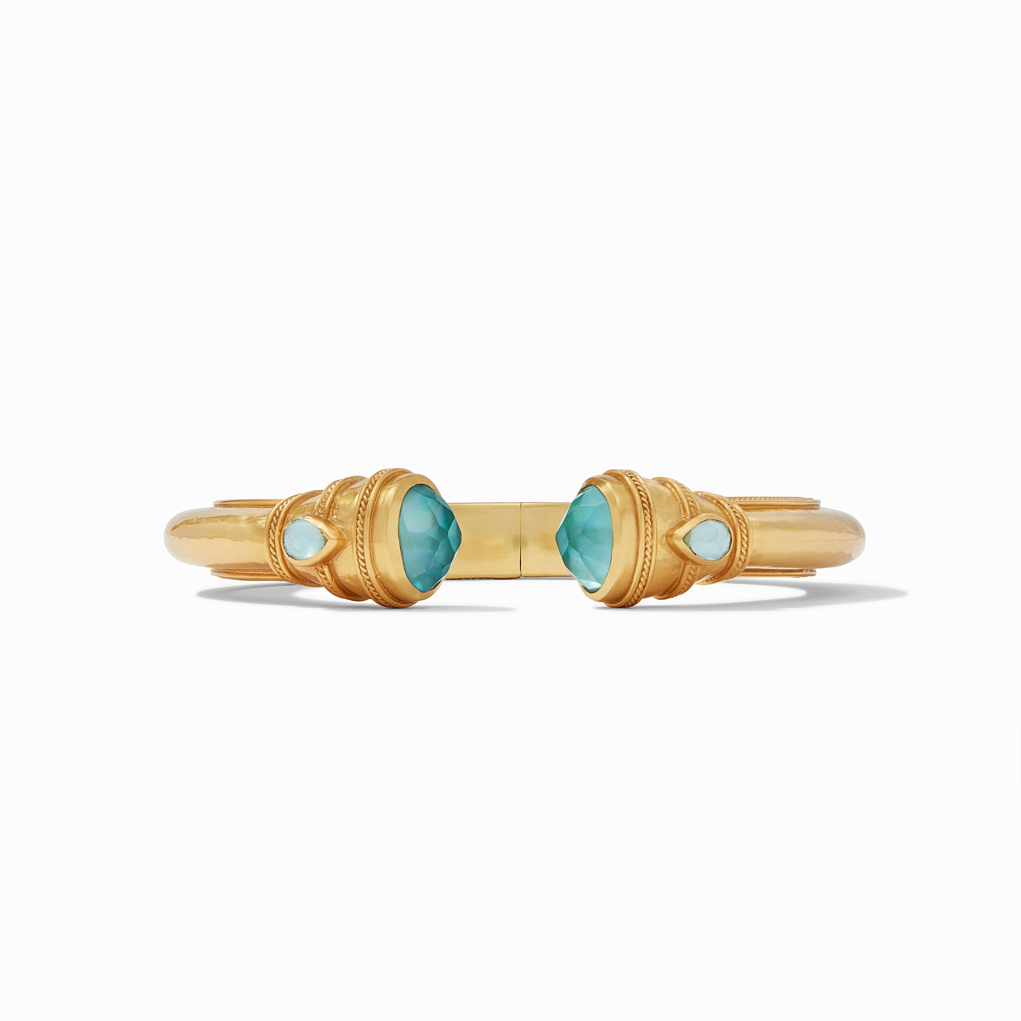Cassis, a Julie Vos Hinge Cuff bracelet in the Iridescent Bahamian Blue option