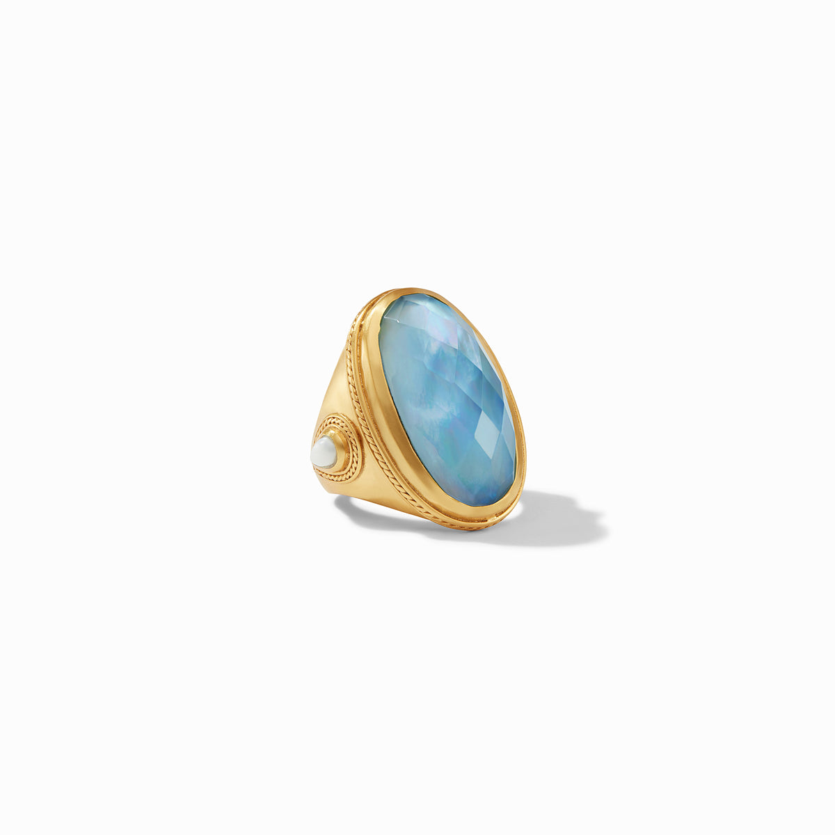 Julie Vos - Cassis Statement Ring, Iridescent Chalcedony Blue / 8, Iridescent Chalcedony Blue, signature stack, into the blues, new in chalcedony blue, classics in chalcedony blue, summer in color, long weekend, long weekend jewels, gifts, valentines day gift guide, joy of gifting, cassis collection, new chalcedony blue, honeybee spotlight, last chance