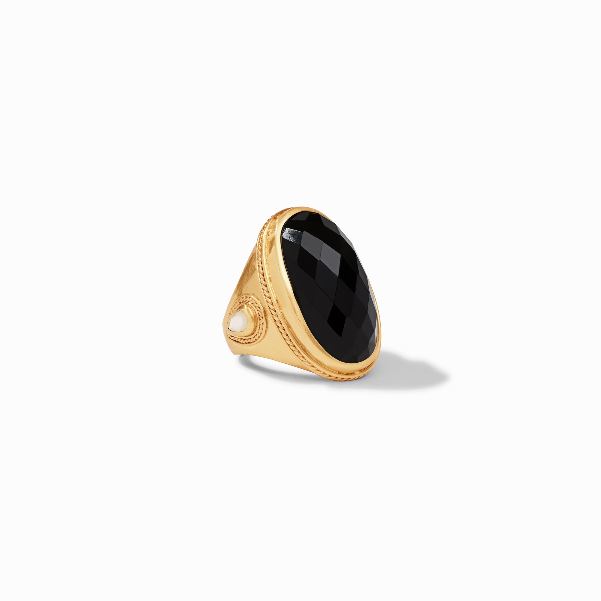 Julie Vos - Cassis Statement Ring, Obsidian Black / 8, Obsidian Black, black and white, all in the mix, obsidian black meets mixed metal, party jewels, winter edit