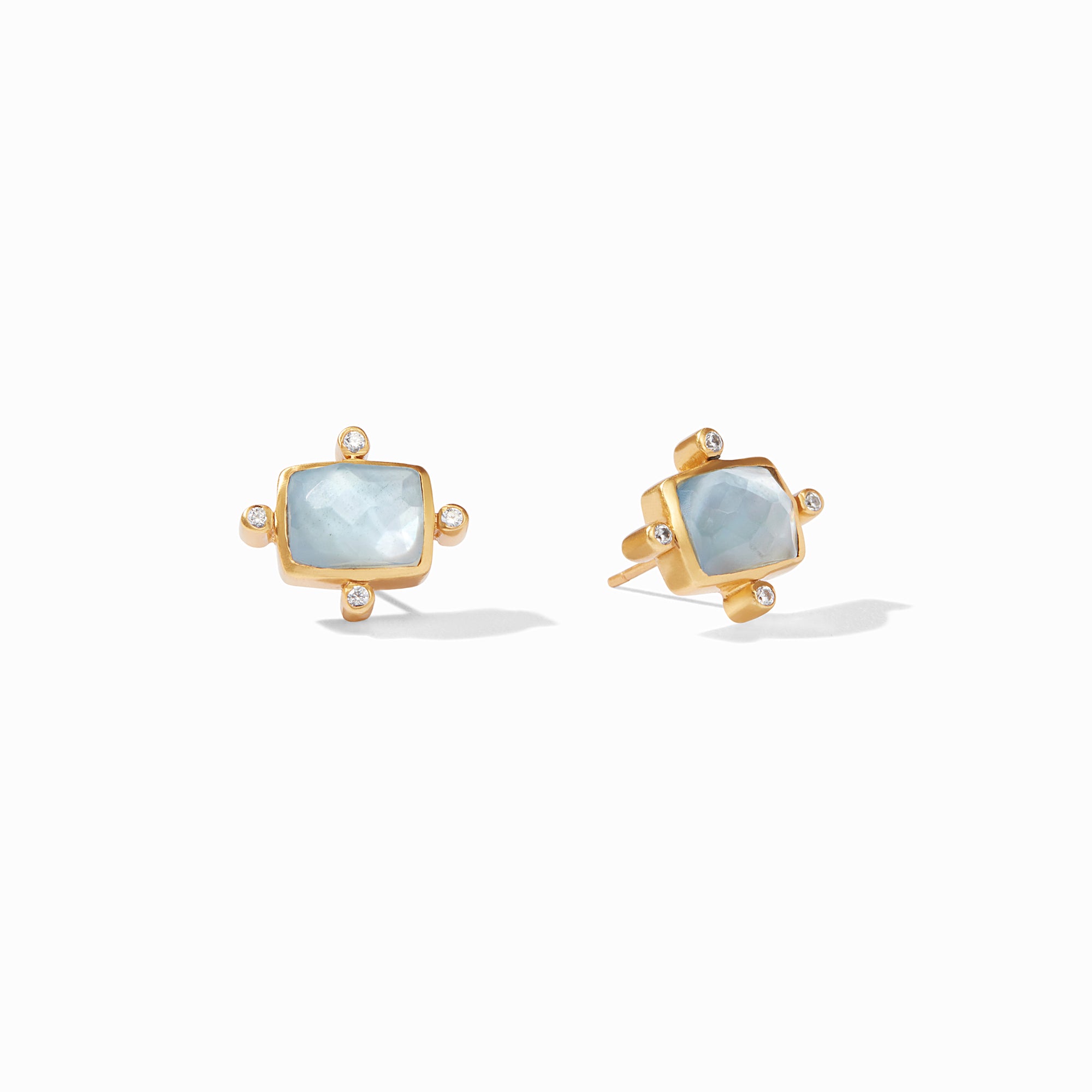 Julie Vos - Clara Stud, Iridescent Chalcedony Blue