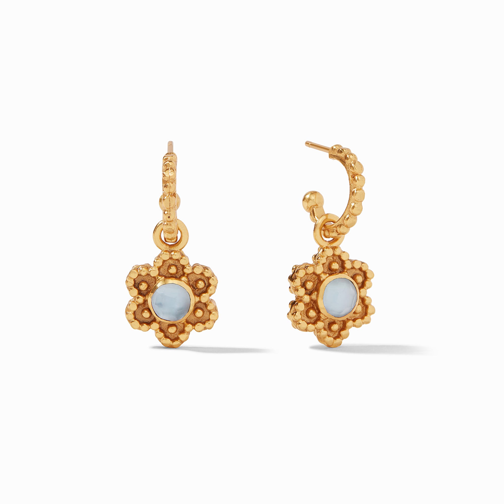 Julie Vos - Colette Hoop &amp; Charm Earring, Iridescent Chalcedony Blue