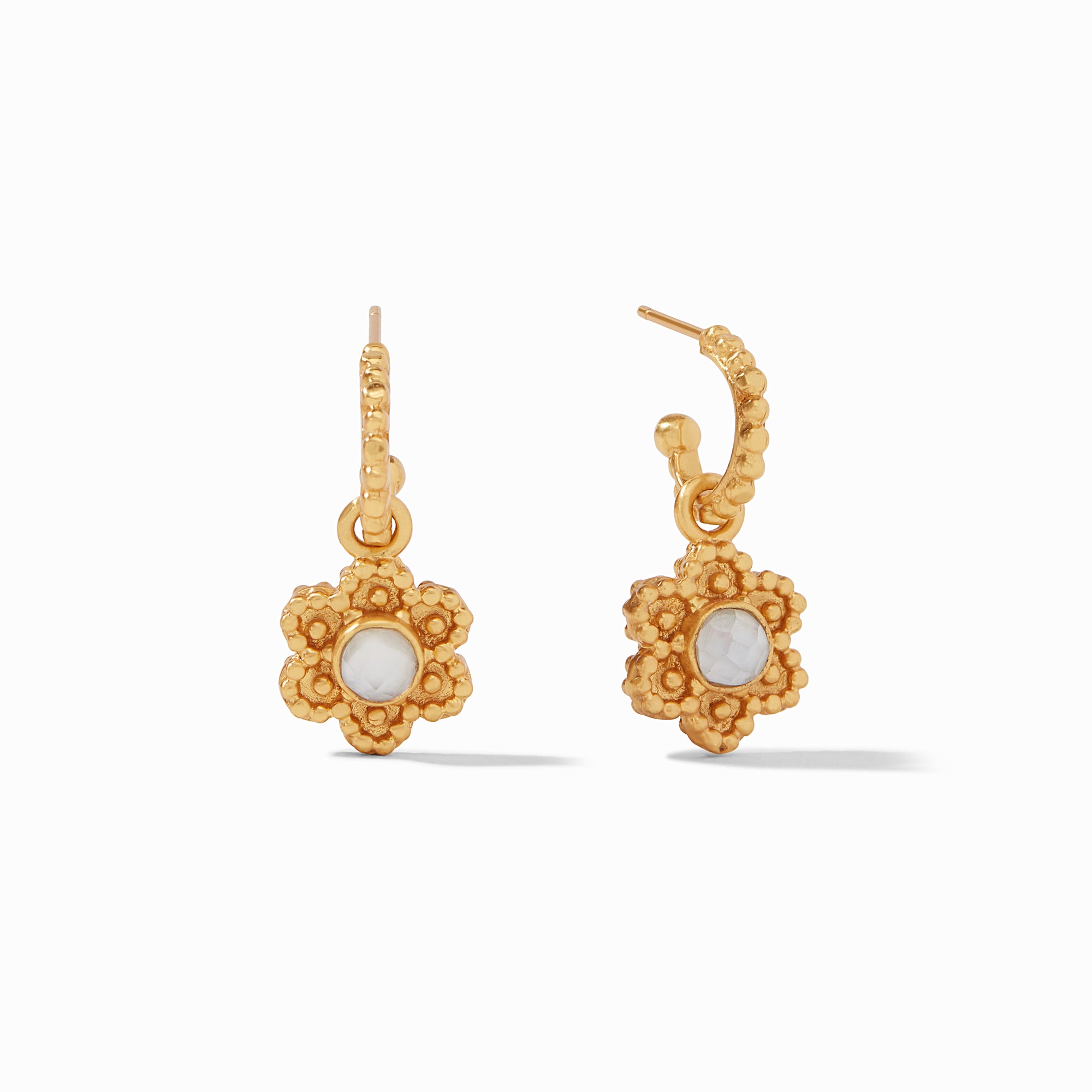 Julie Vos - Colette Hoop &amp; Charm Earring, Iridescent Clear Crystal