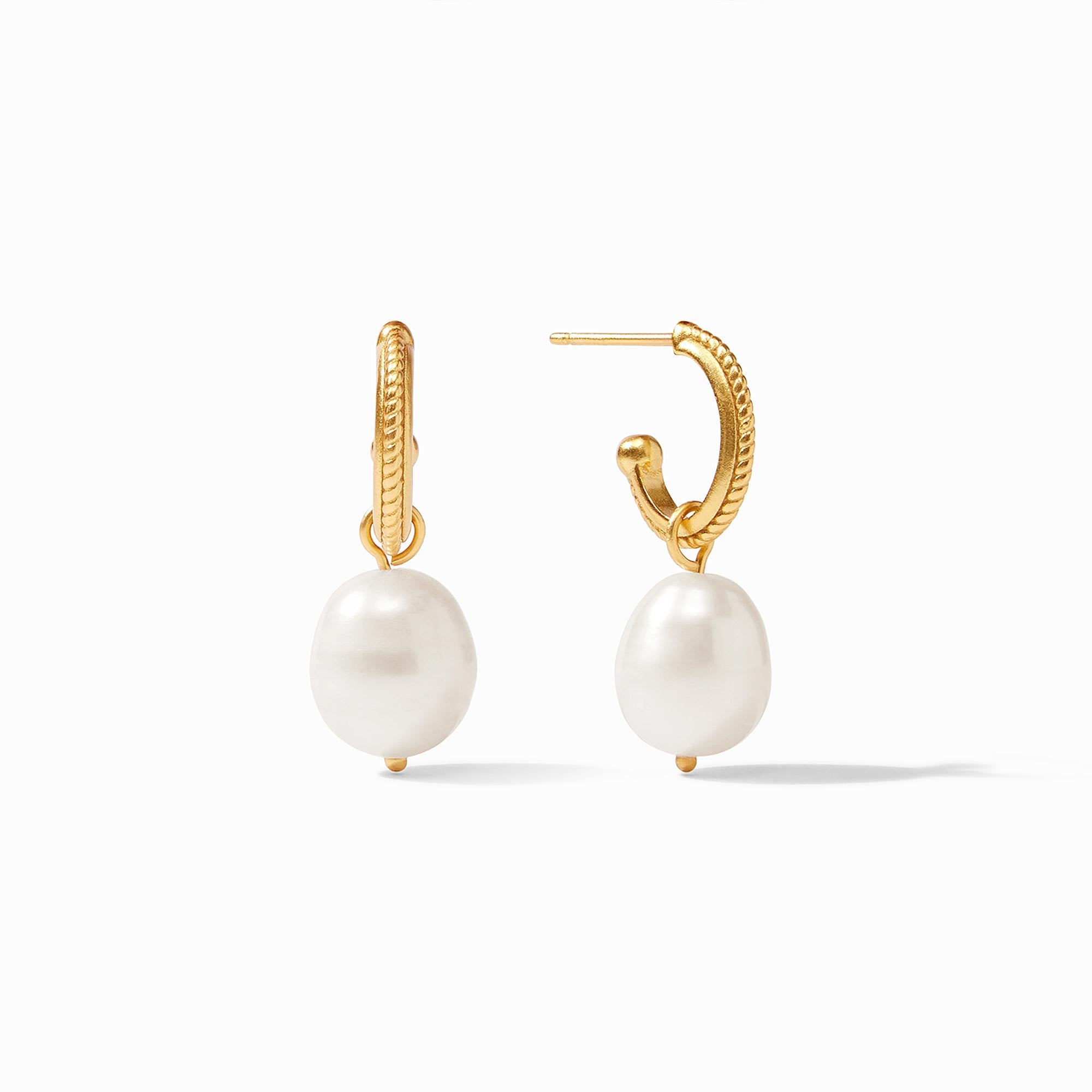 Julie Vos - Delphine Pearl Hoop &amp; Charm Earring, Pearl