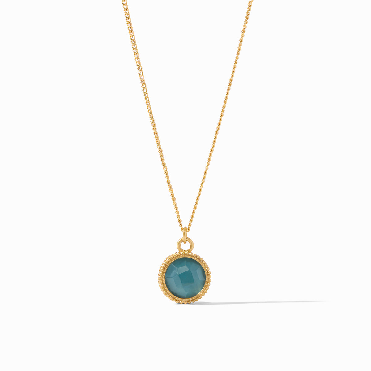 Julie Vos - Fleur-de-Lis Solitaire Necklace, Iridescent Peacock Blue