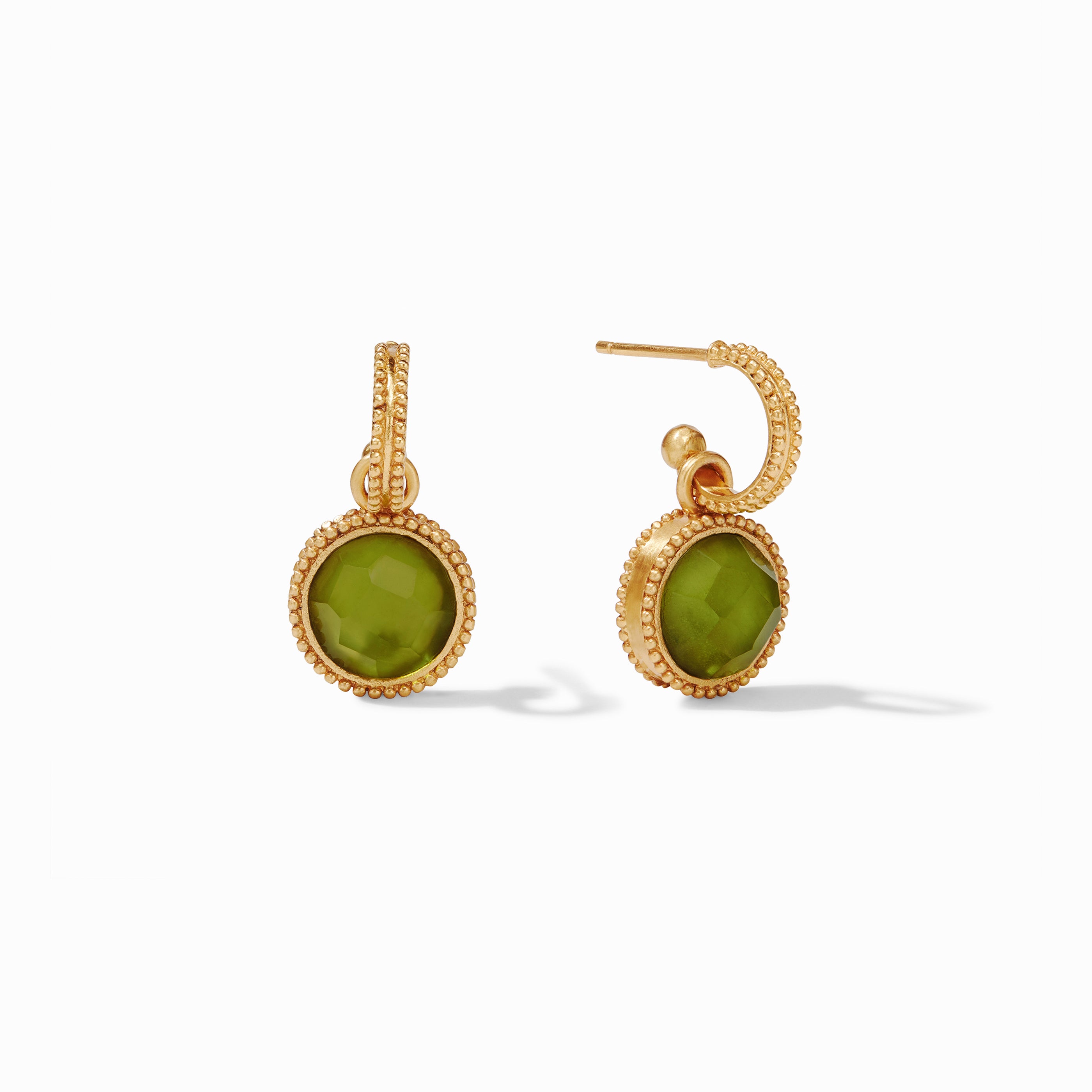 Julie Vos - Fleur-de-Lis Hoop &amp; Charm Earring, Iridescent Jade Green, jade green