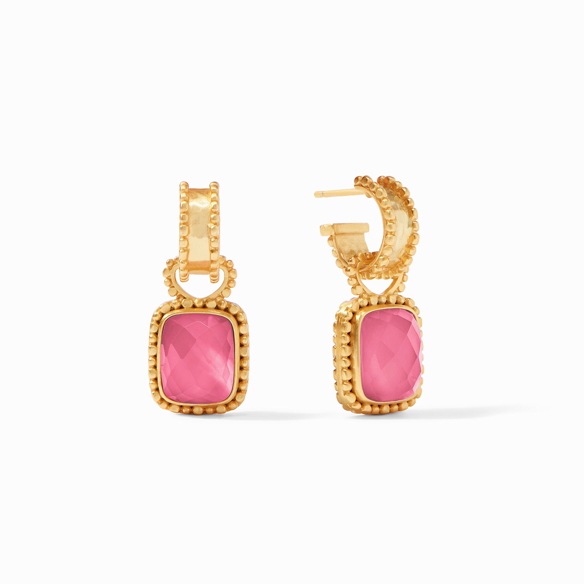 Julie Vos - Marbella Hoop &amp; Charm Earring, Iridescent Peony Pink