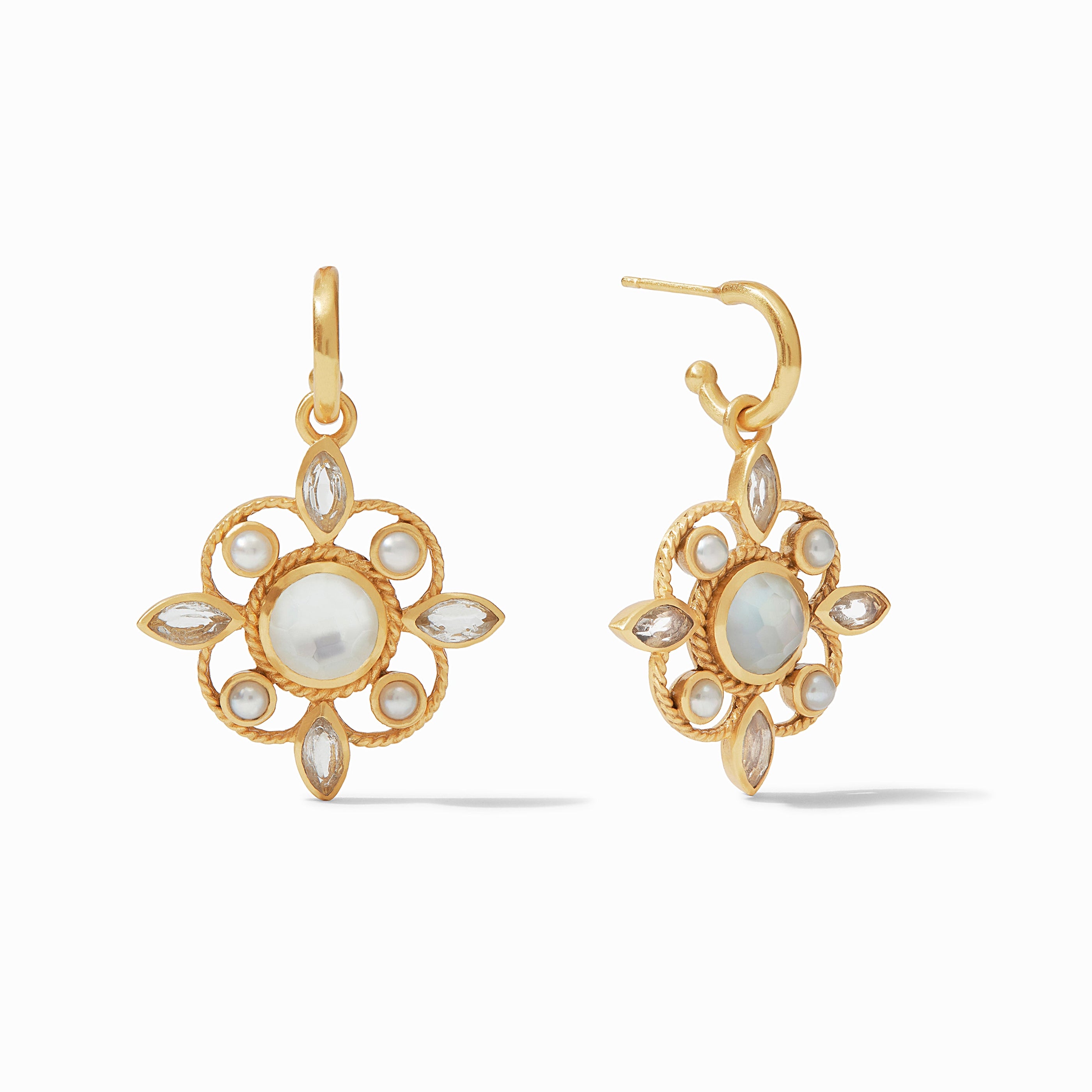 Julie Vos - Monaco Hoop &amp; Charm Earring, Iridescent Clear Crystal