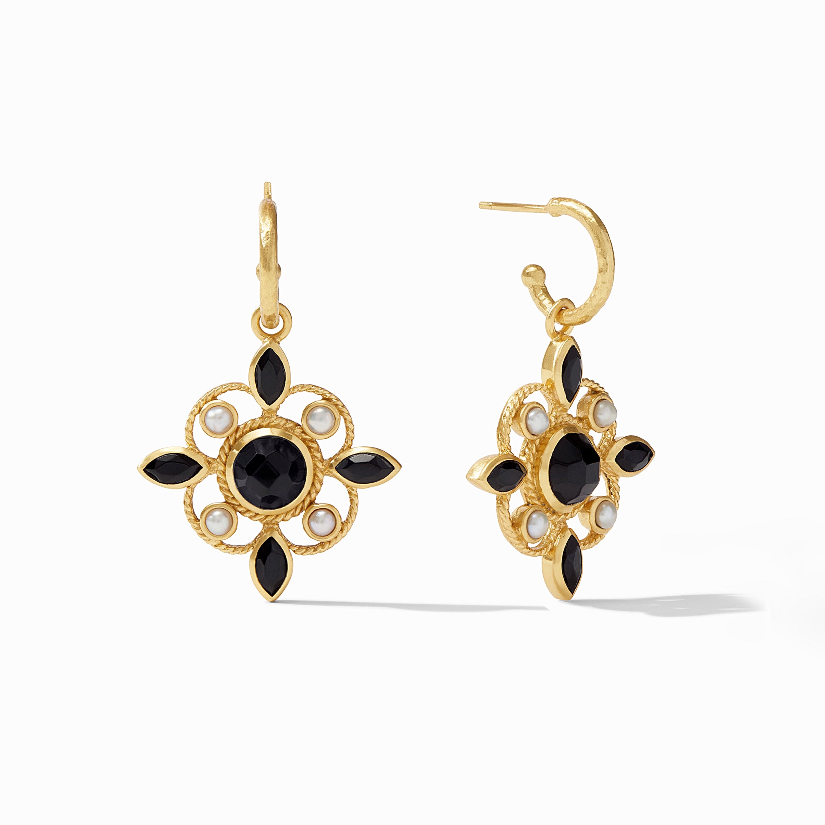 Julie Vos - Monaco Hoop &amp; Charm Earring, Obsidian Black