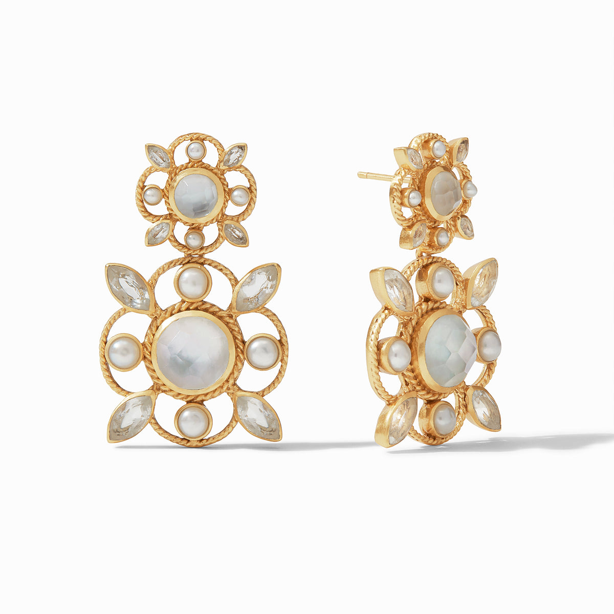 Julie Vos - Monaco Statement Earring, Iridescent Clear Crystal