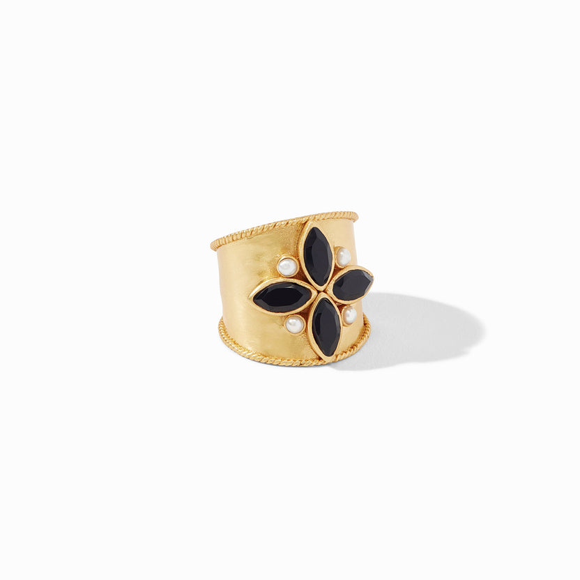 Julie Vos Cannes Statement Ring with Obsidian Black Stone