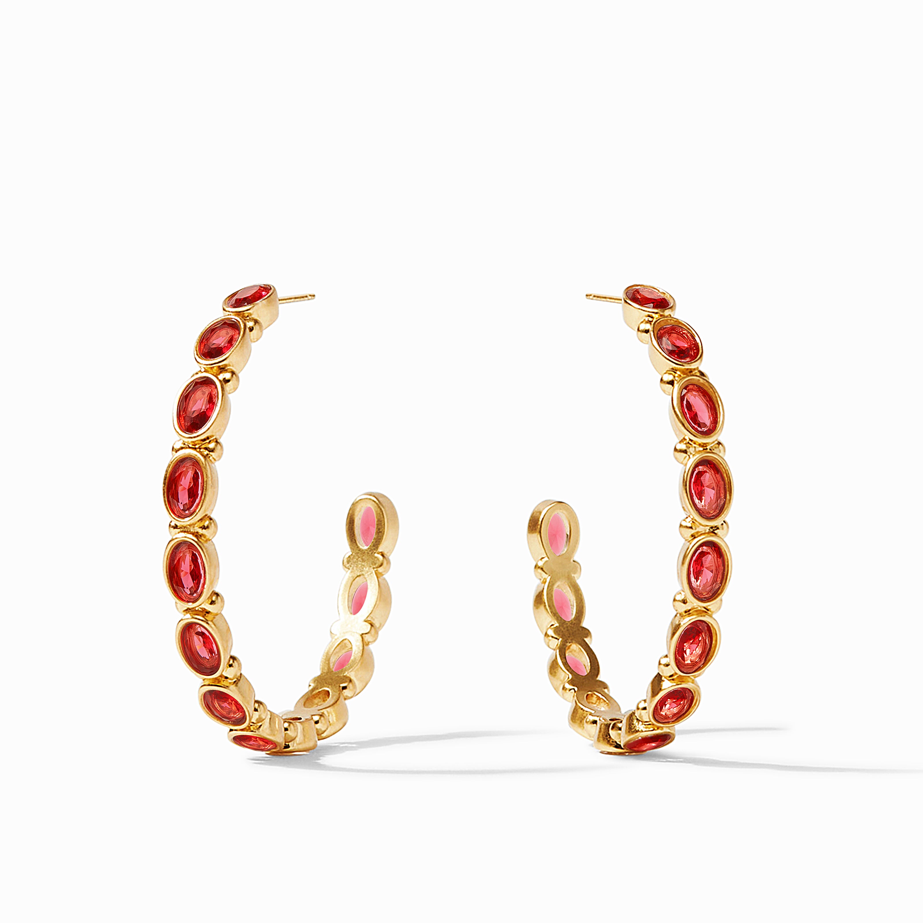 Red and gold hoop sale earrings