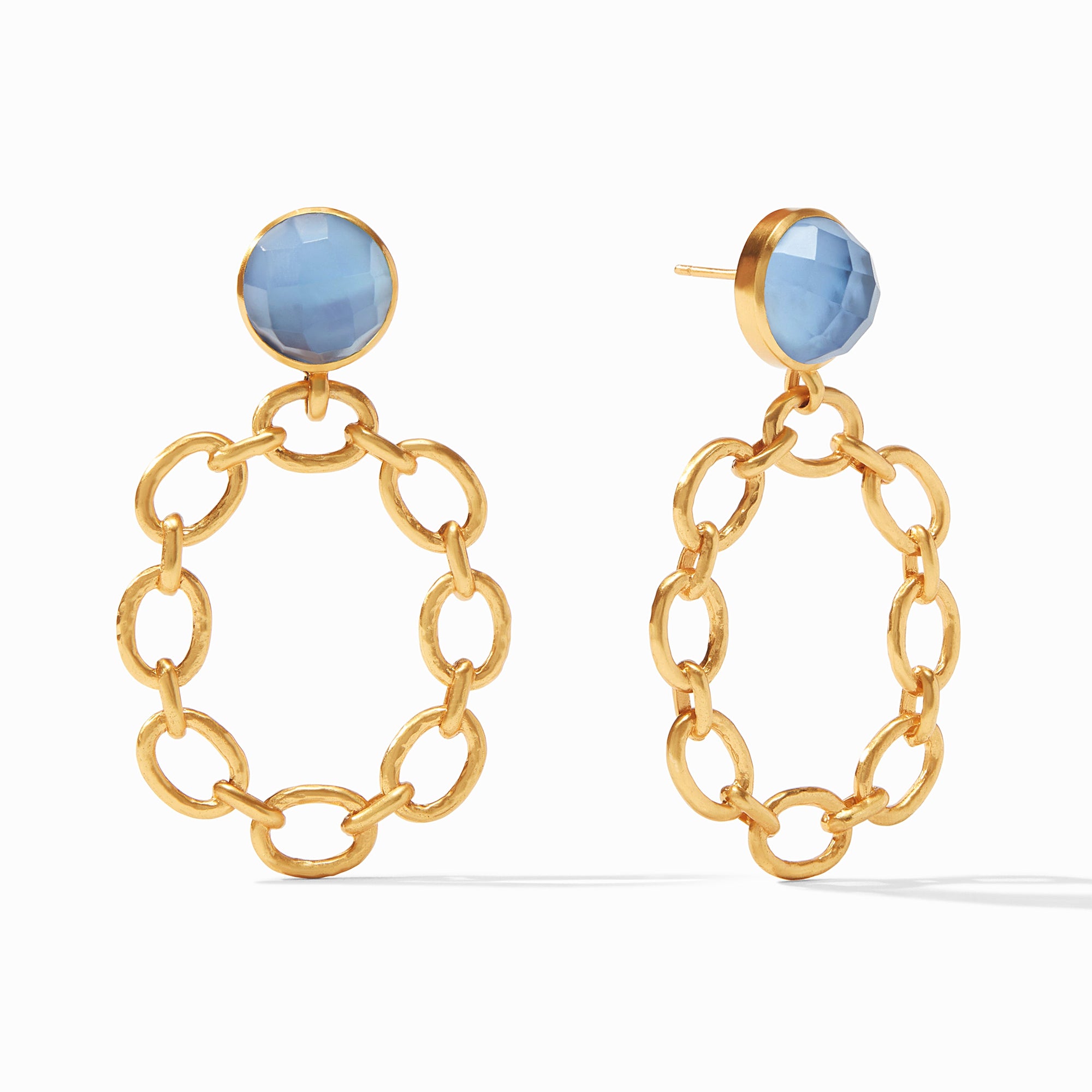Julie Vos - Palermo Statement Earring, Iridescent Chalcedony Blue