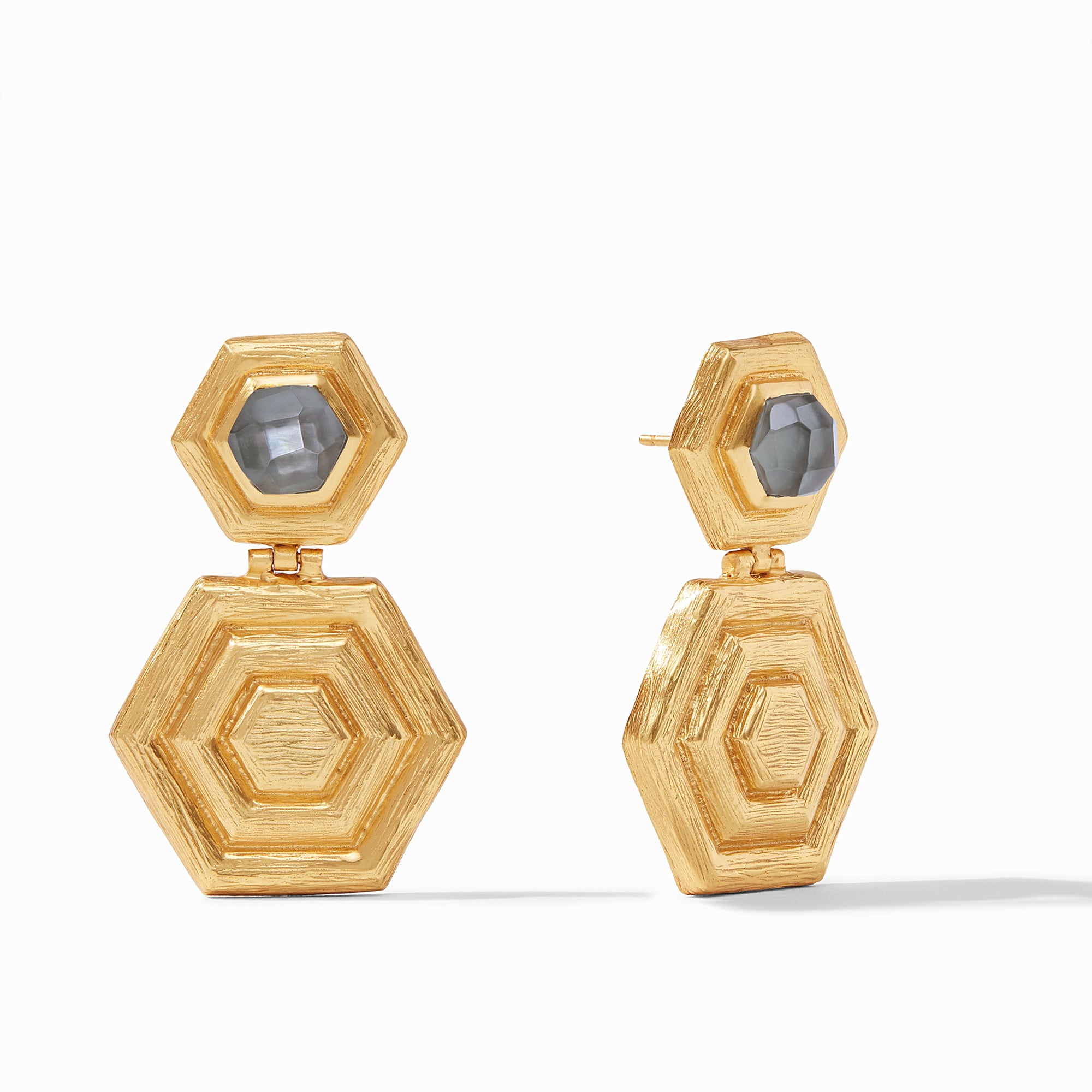 Julie Vos Palladio Stone Statement Earring in Iridescent Charcoal Blue option, charcoal blue, fall 2021, new arrivals, palladio collection, holiday hues, winter edit