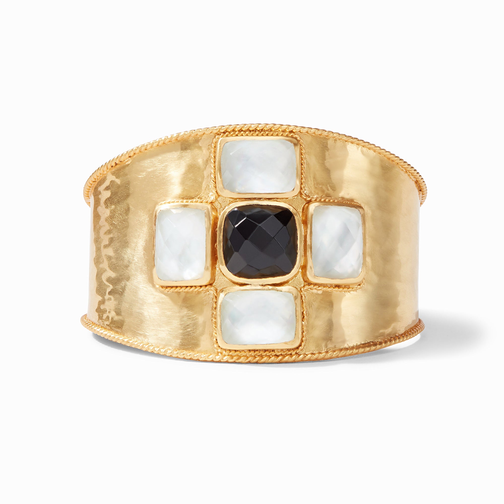 Julie Vos - Savoy Cuff, Iridescent Clear Crystal and Obsidian Black