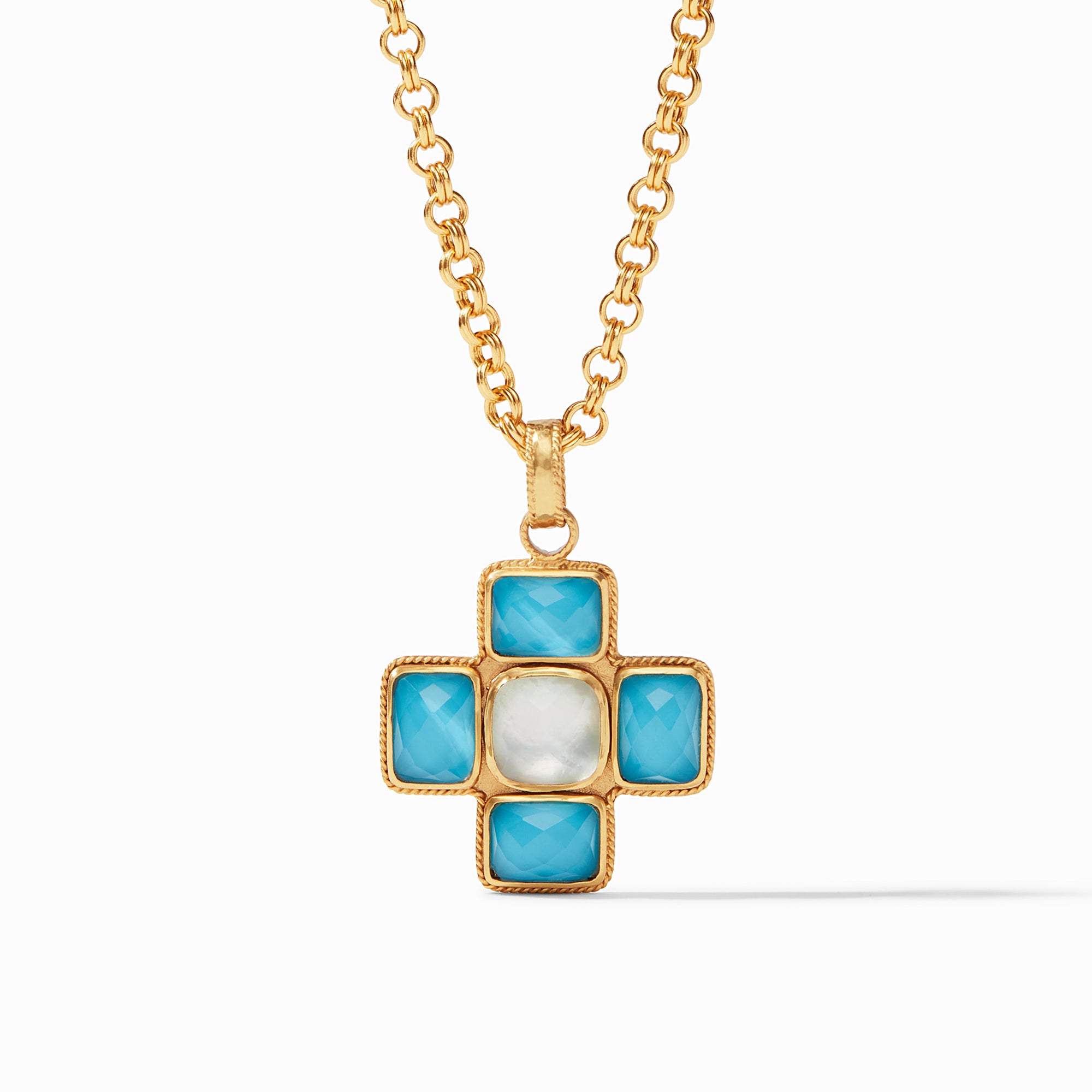 Julie Vos - Savoy Pendant, Iridescent Pacific Blue and Iridescent Clear Crystal
