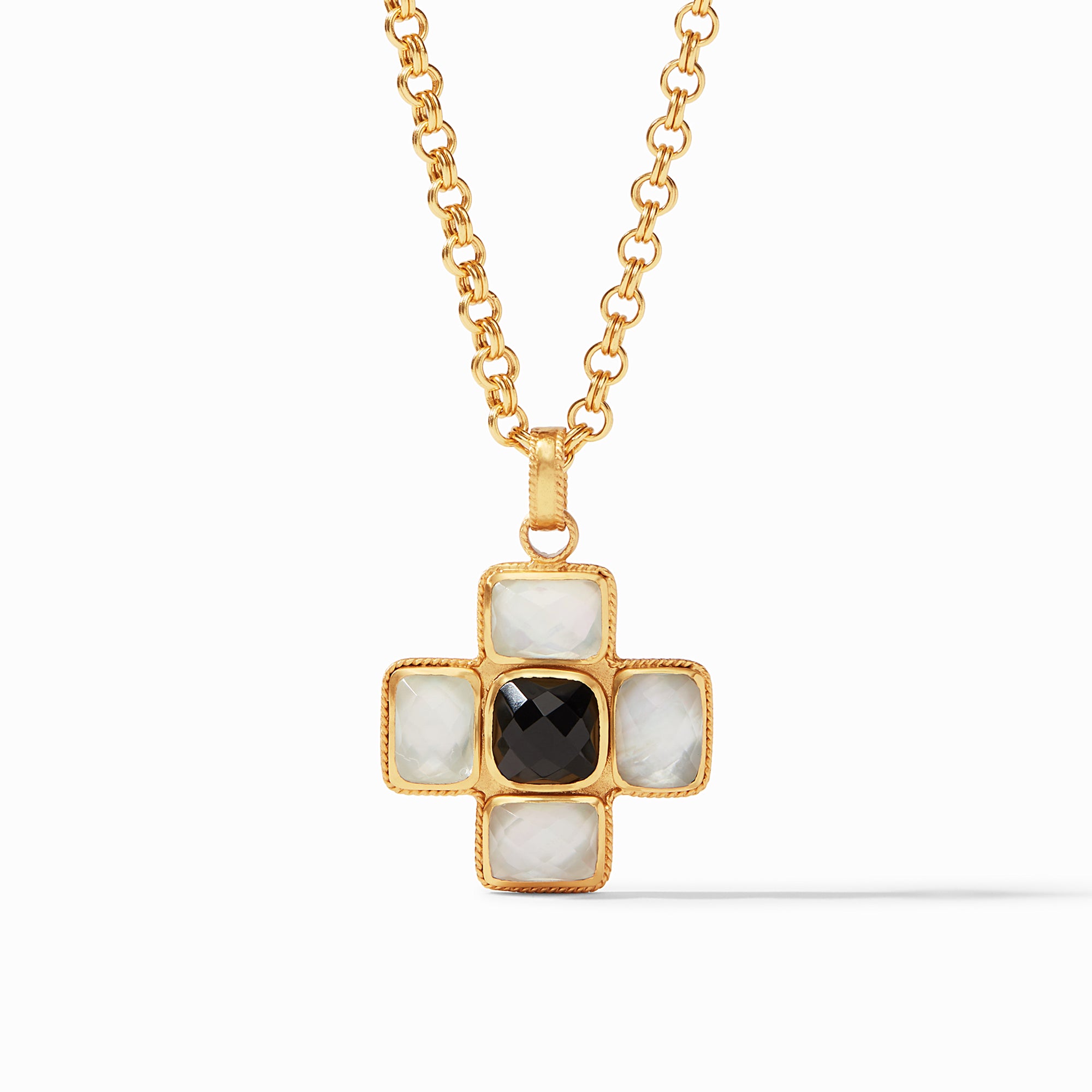 Julie Vos - Savoy Pendant, Iridescent Clear Crystal and Obsidian Black